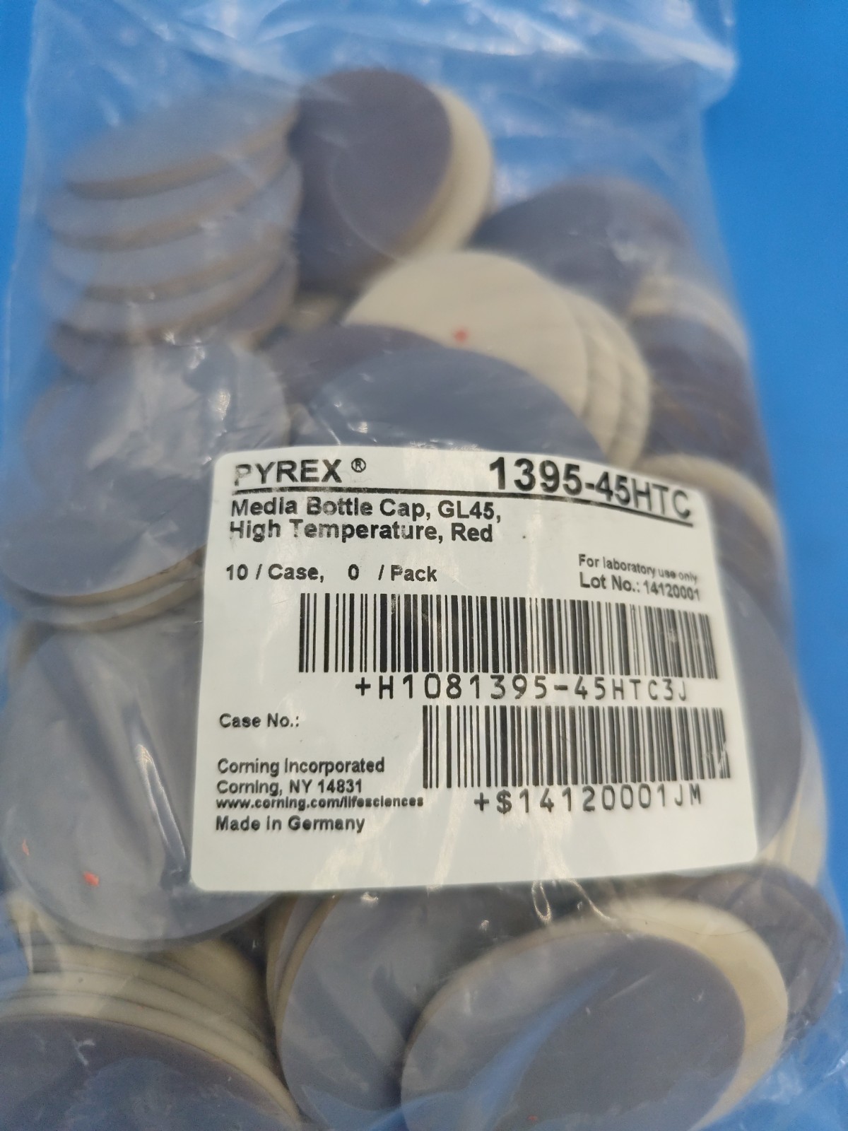 pyrex 1395-45HTC media bottle cap Insert mat for GL45 Set Of 2