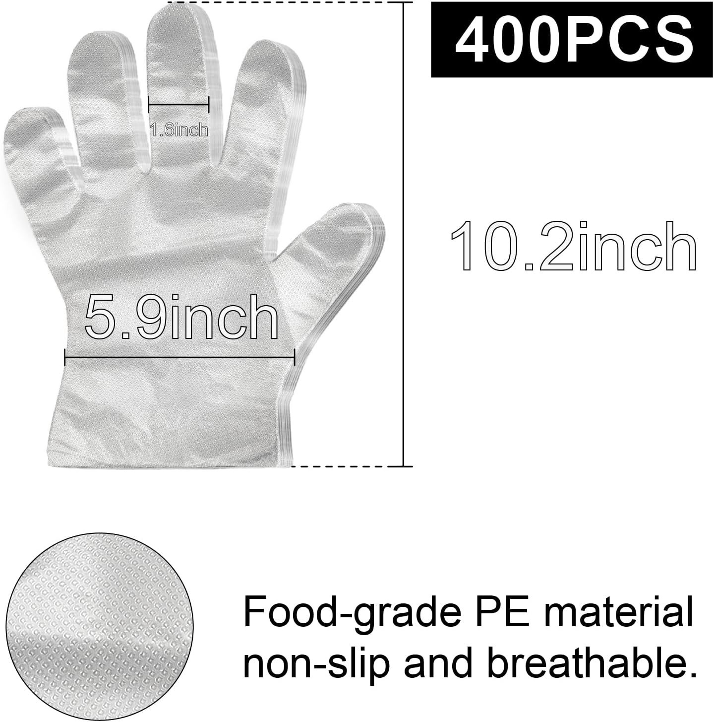 400 Count Disposable Poly Plastic Gloves for Cooking, Food Prep and Food Service