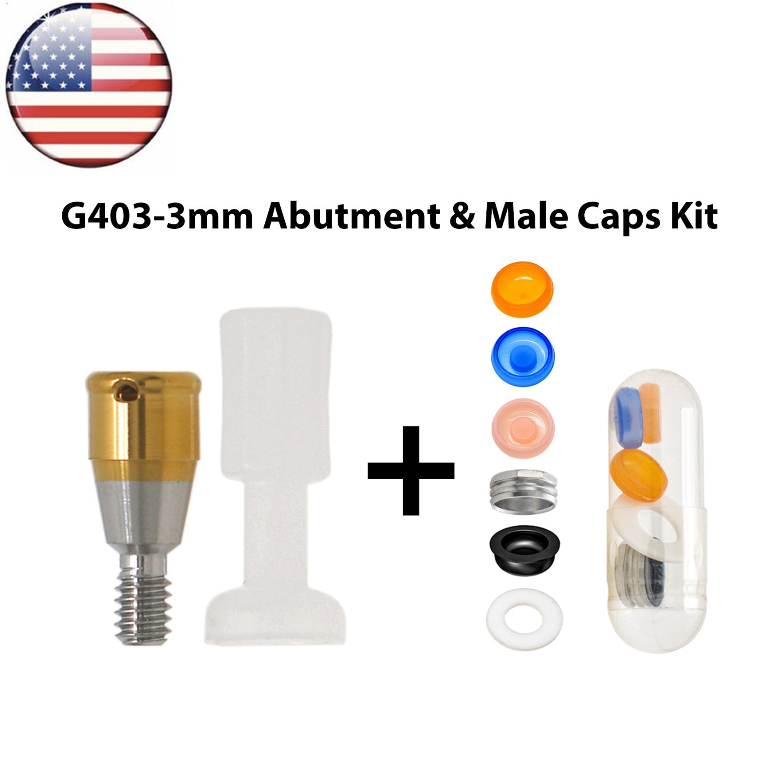 US Dental Overdenture Locator Abutment Regular & Male Caps For Hiossen Osstem ET