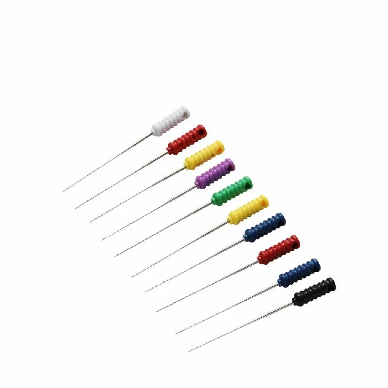 10 Pcs/Pack Dental Endo Barbed Broache 21/25mm Stainless Steel Root Canal 20-60#