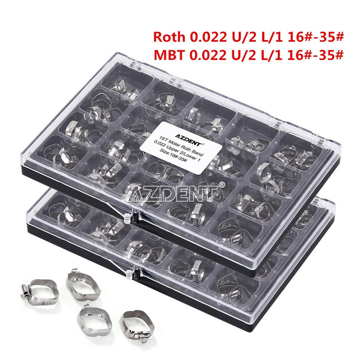 Dental Orthodontic Bands with Buccal Tube 1st Molar Roth/MBT.022 16#-35# AZDENT