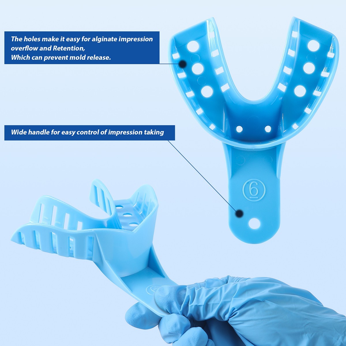 Dental Impression Trays Perforated Plastic Disposable (CHOOSE SIZE) 12 Trays/Bag