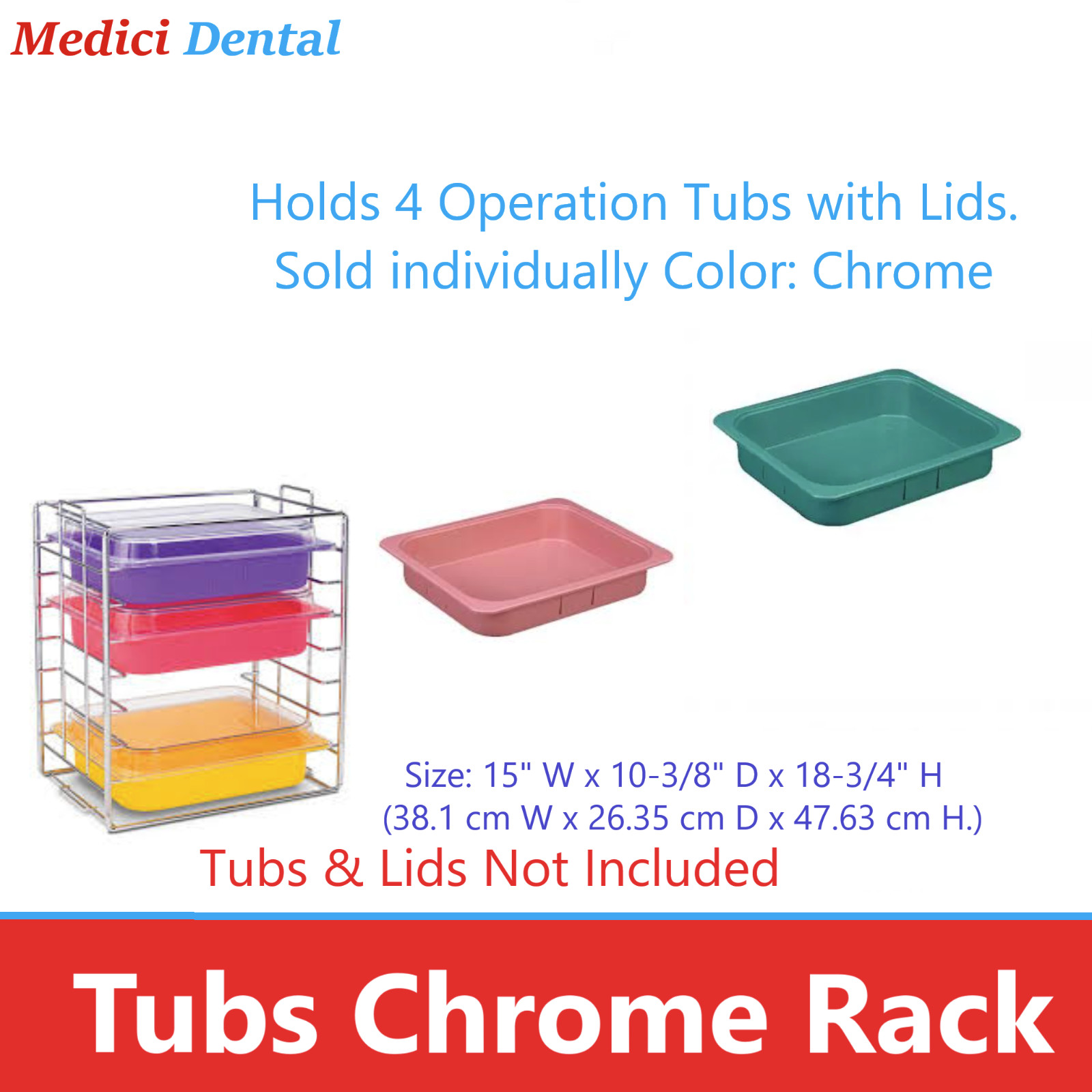 Dental Operation Tub Rack, Procedure Tub Rack For Tubs with Lids, Capacity: 4