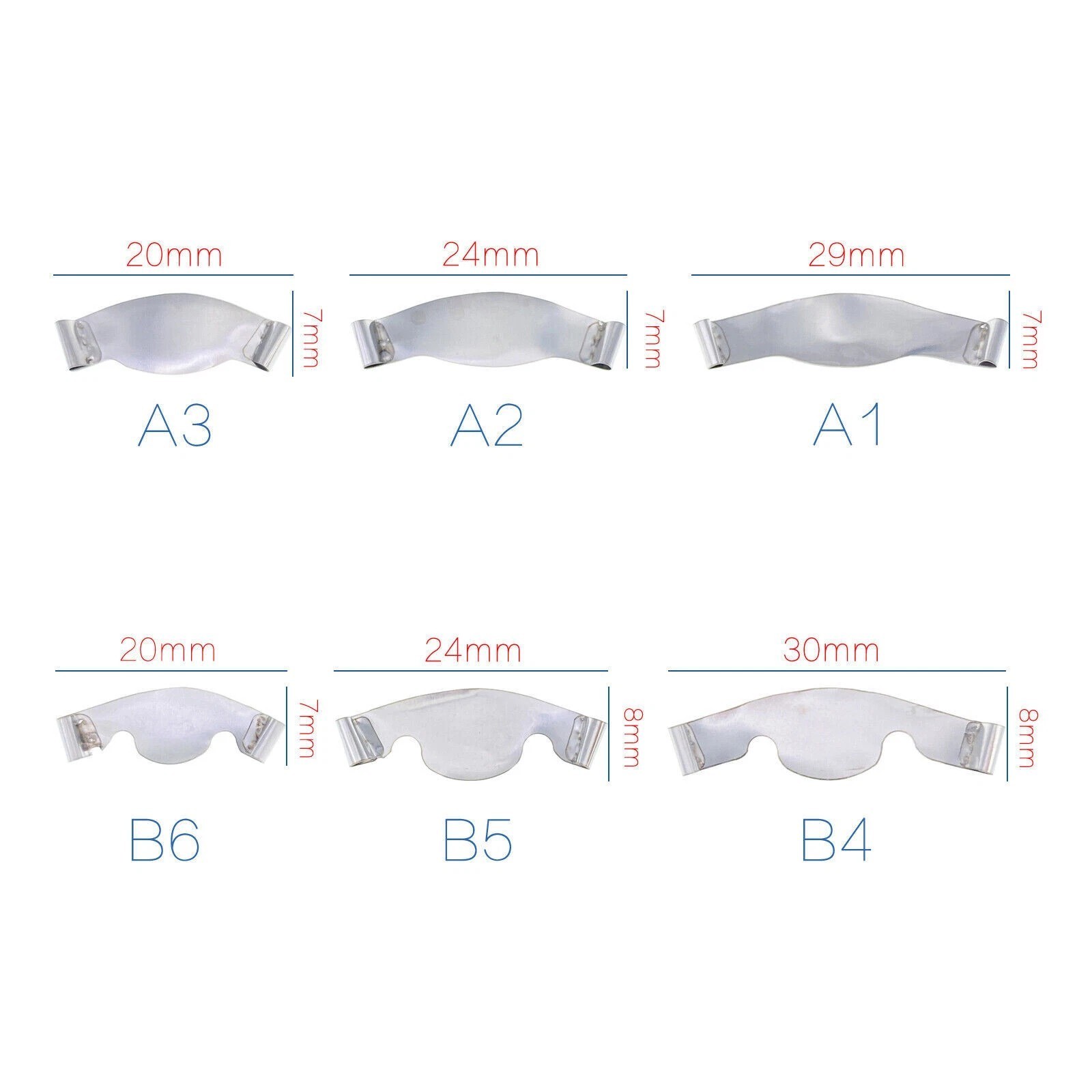 20 Pcs/Pack Dental Metal Saddle Contoured Matrices Matrix Band/Springclip 6 Size