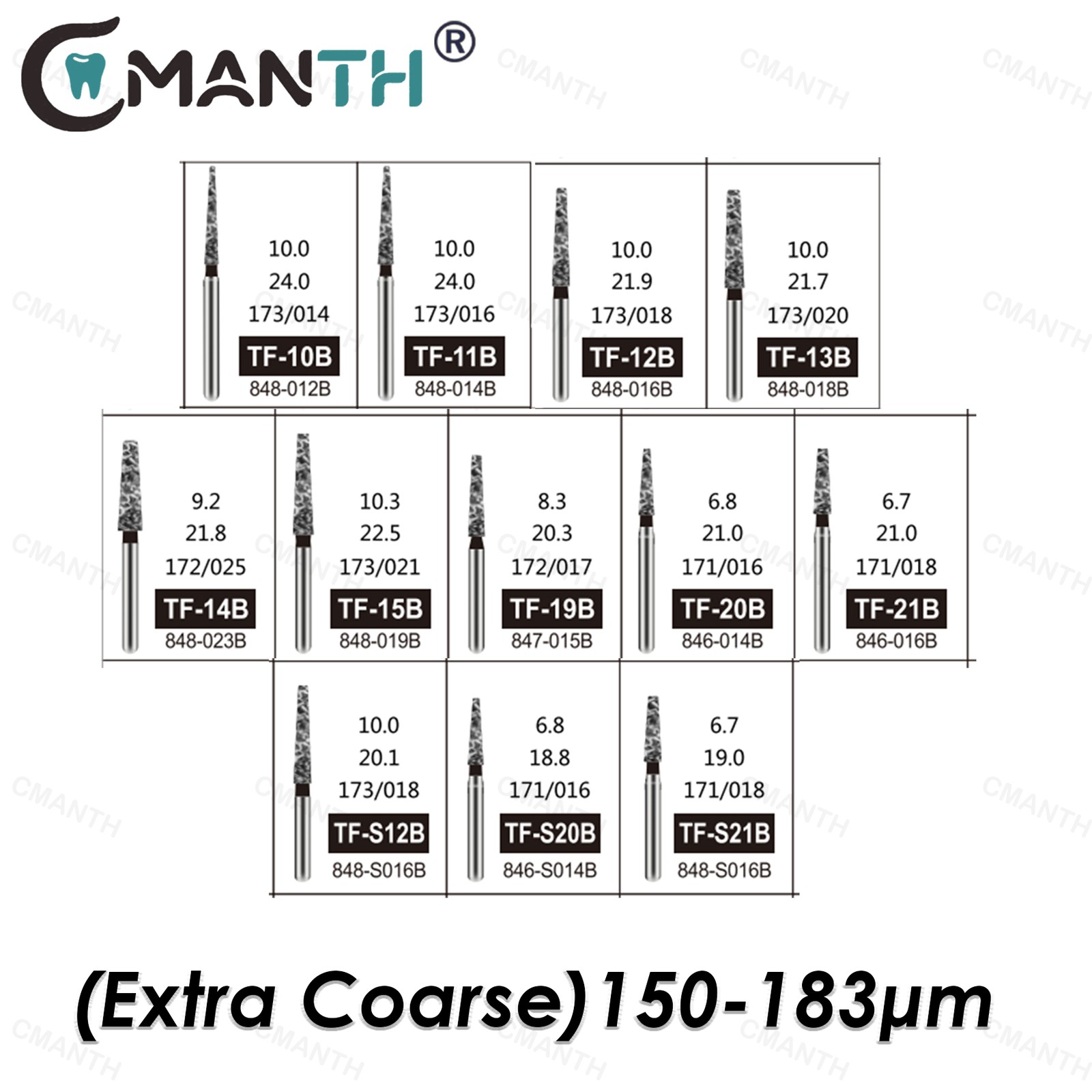 Dental Bur Diamond Burs Taper Flat End Nail Filing Drills For High Speed FG1.6mm