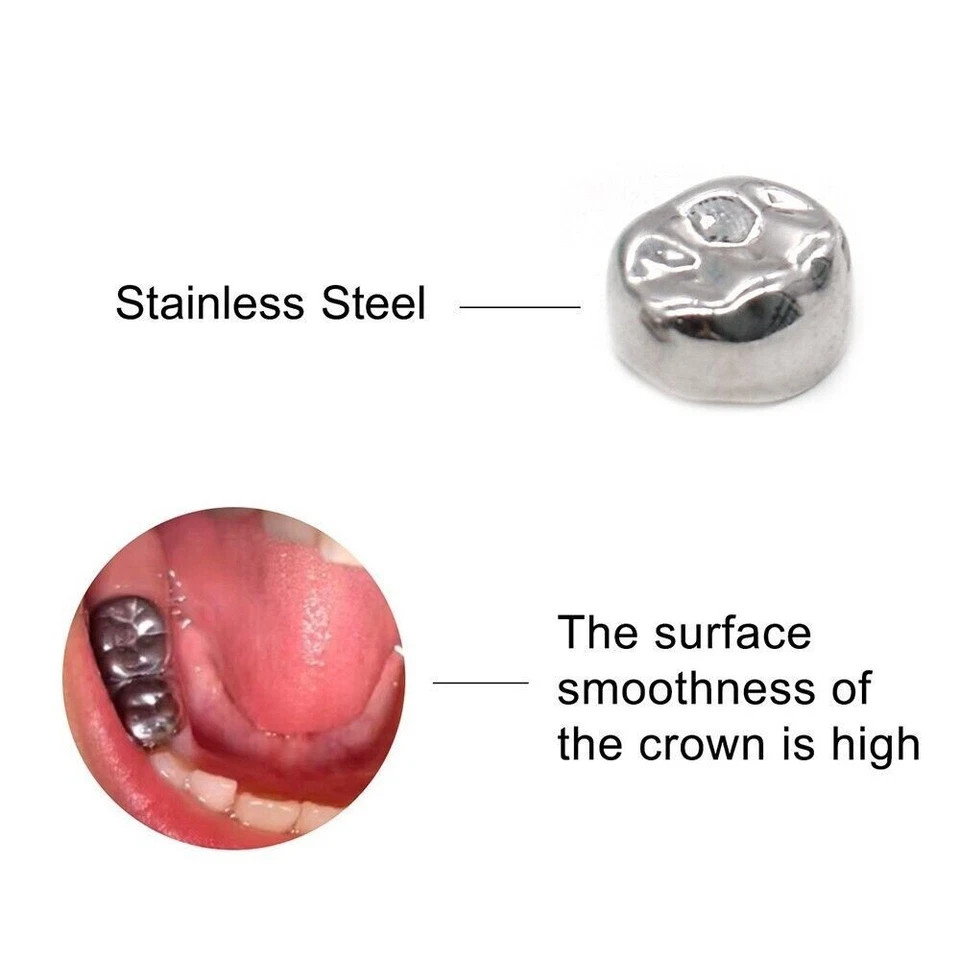 5Pcs Dental Stainless Steel Kids Primary Molar Crowns Pediatric crown 48 Size