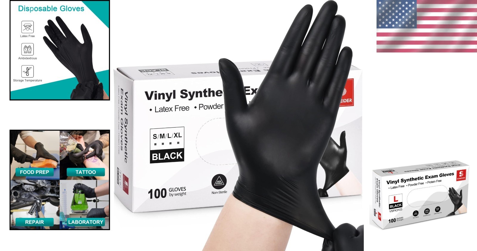 100 Count Vinyl Exam Gloves – Disposable, 4 Mil, Latex-Free for Food and Medical