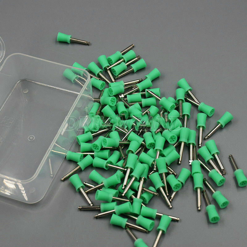 100 pieces Dental Rubber Prophy Tooth Polish Polishing Cups Latch Type Green NJ