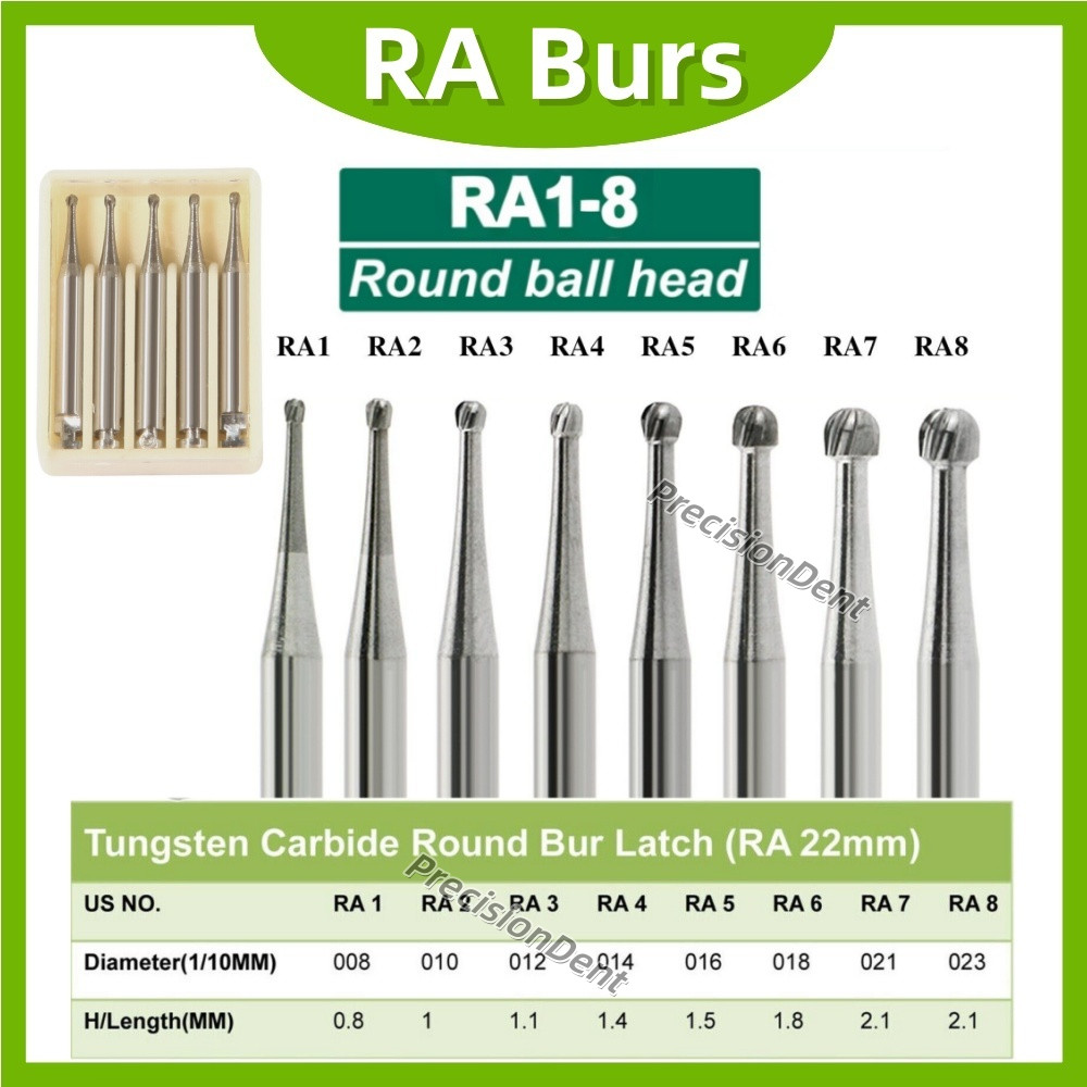 Dental Round Latch Carbide Bur RA 1 2 3 4 5 6 7 8 For Slow Speed 5Pcs/Box