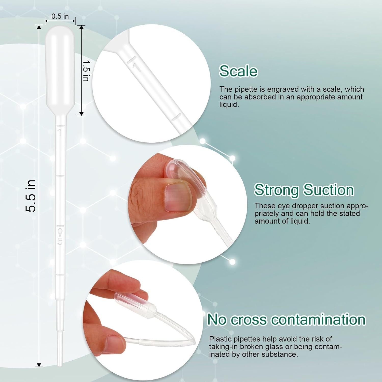 500 Pcs 3ML Pipettes Dropper-Disposable Plastic Pipettes Dropper for Lab Science