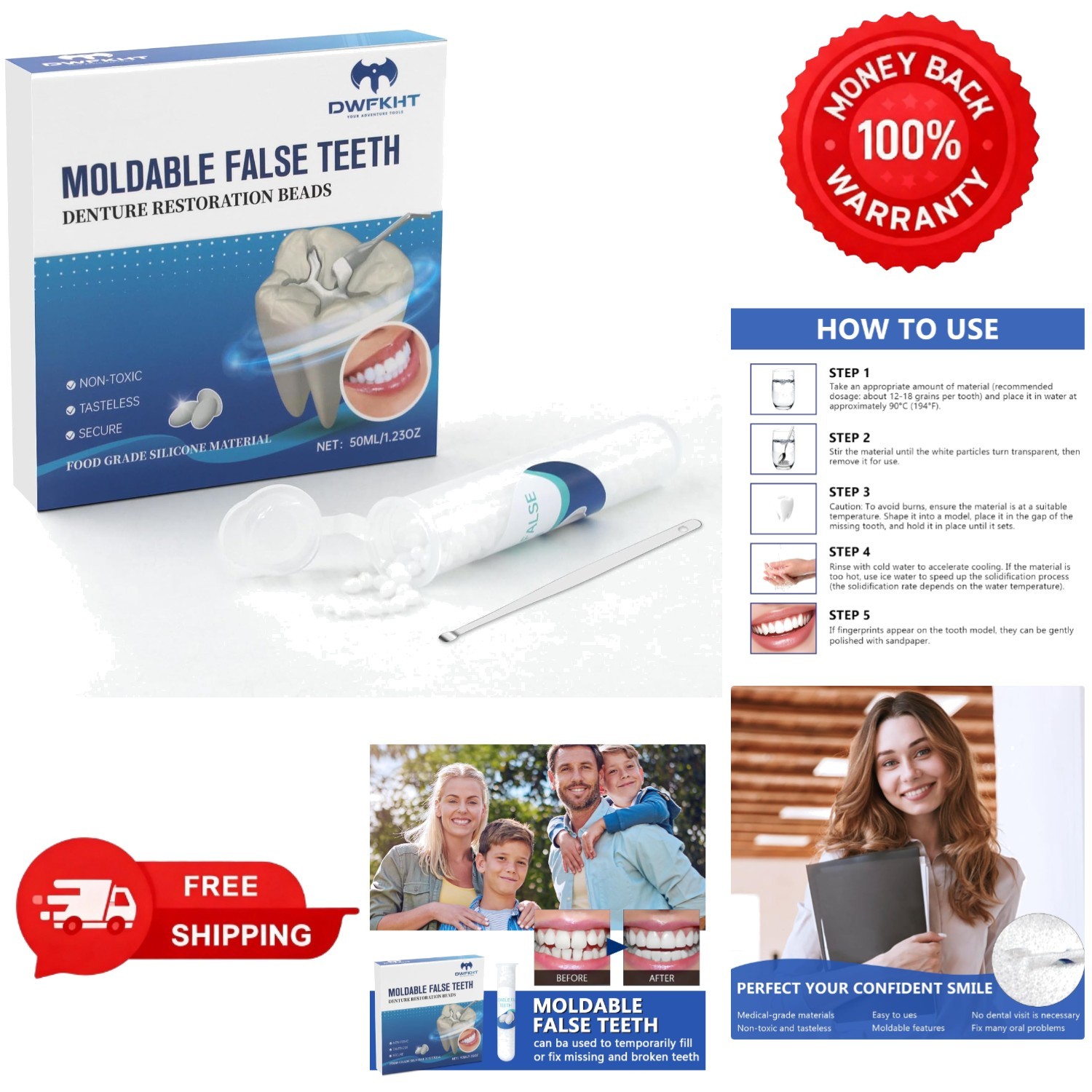 Tooth Replacement Missing Teeth, Teeth Filling Kit Permanent with Tool BEST ONE