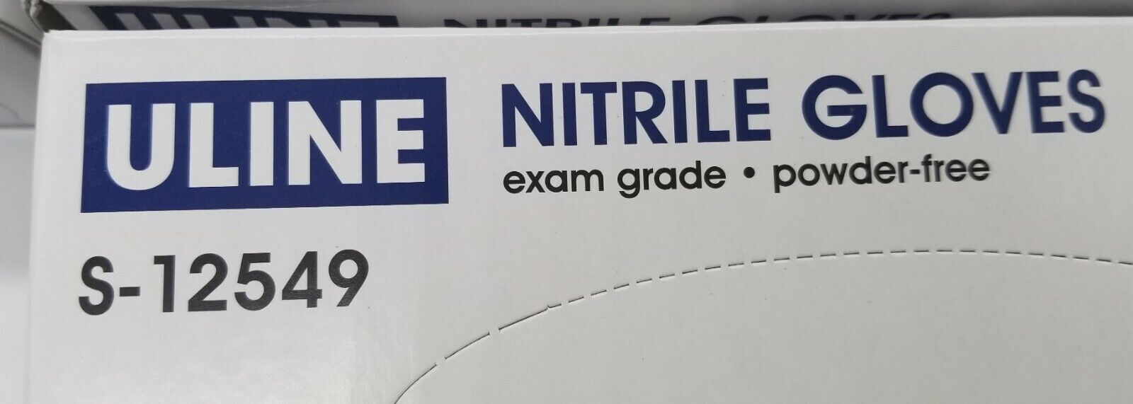 One(1) Box of 100 Uline Medium S-12549 Nitrile Gloves Exam Grade Powder Free