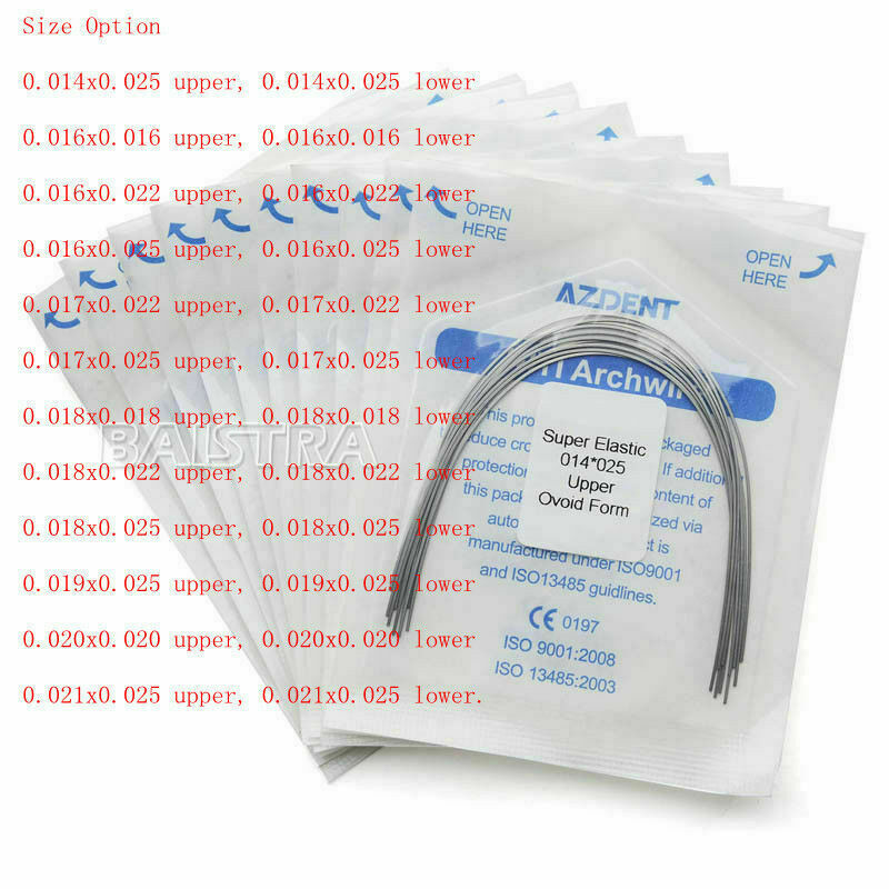 Dental Orthodontic Super Elastic Niti Rectangular Arch Wires Ovoid Form AZDENT