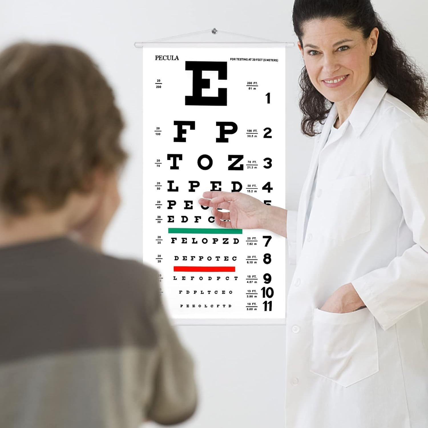 Eye Chart, Snellen Eye Chart, Canvas Wall Chart Non-Reflective, Hang Wooden Fram
