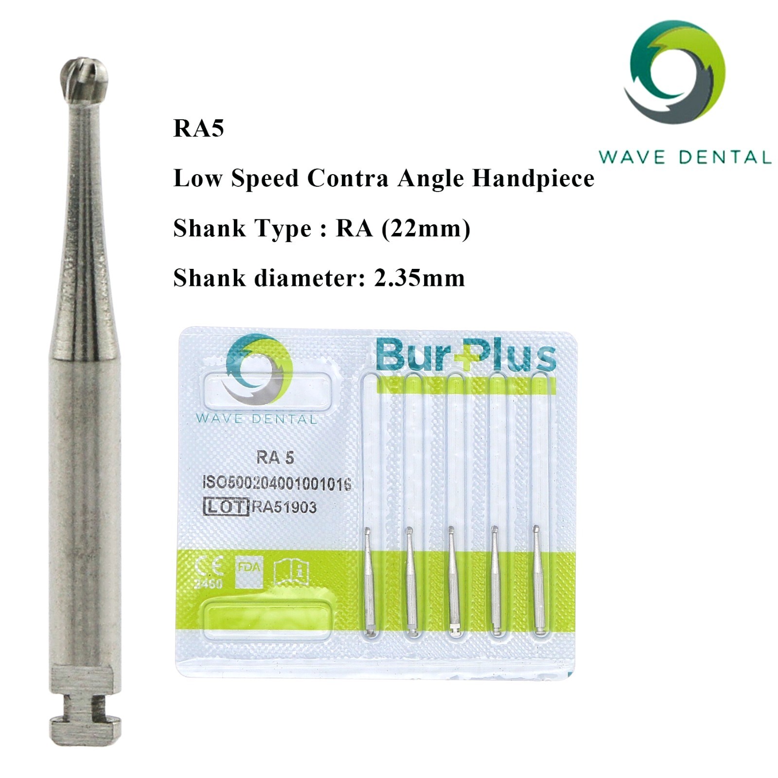 Wave Dental Bur Round RA 1 2 3 5 7 8 41 Latch Carbide For Low Speed Contra Angle