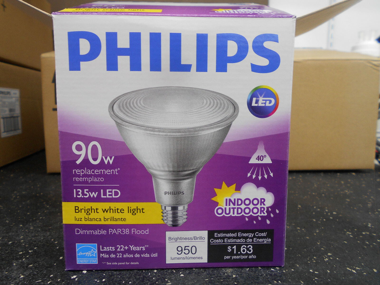 BOX OF 3 PHILIPS 467795 13.5W 950 LUMENS LED INDOOR/OUTDOOR LAMP BULBS