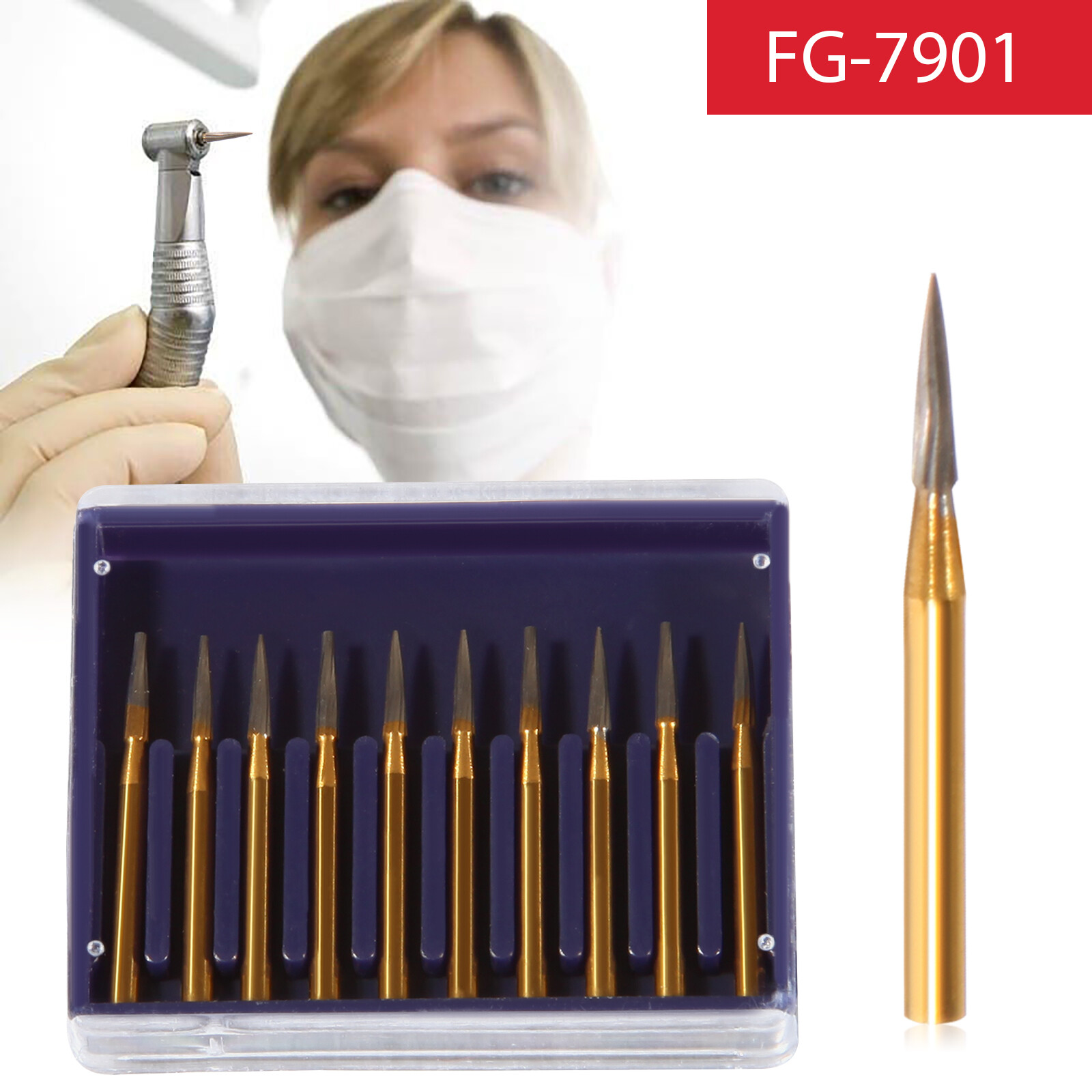 10 Pcs Dental Tungsten Carbide Trimming & Finishing Burs Drill Smooth FG 7901