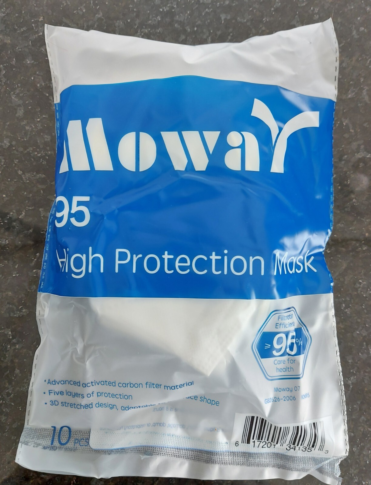 KN95 Face Mask Breathable 5-Layer Protection (5 packs = 50 masks)