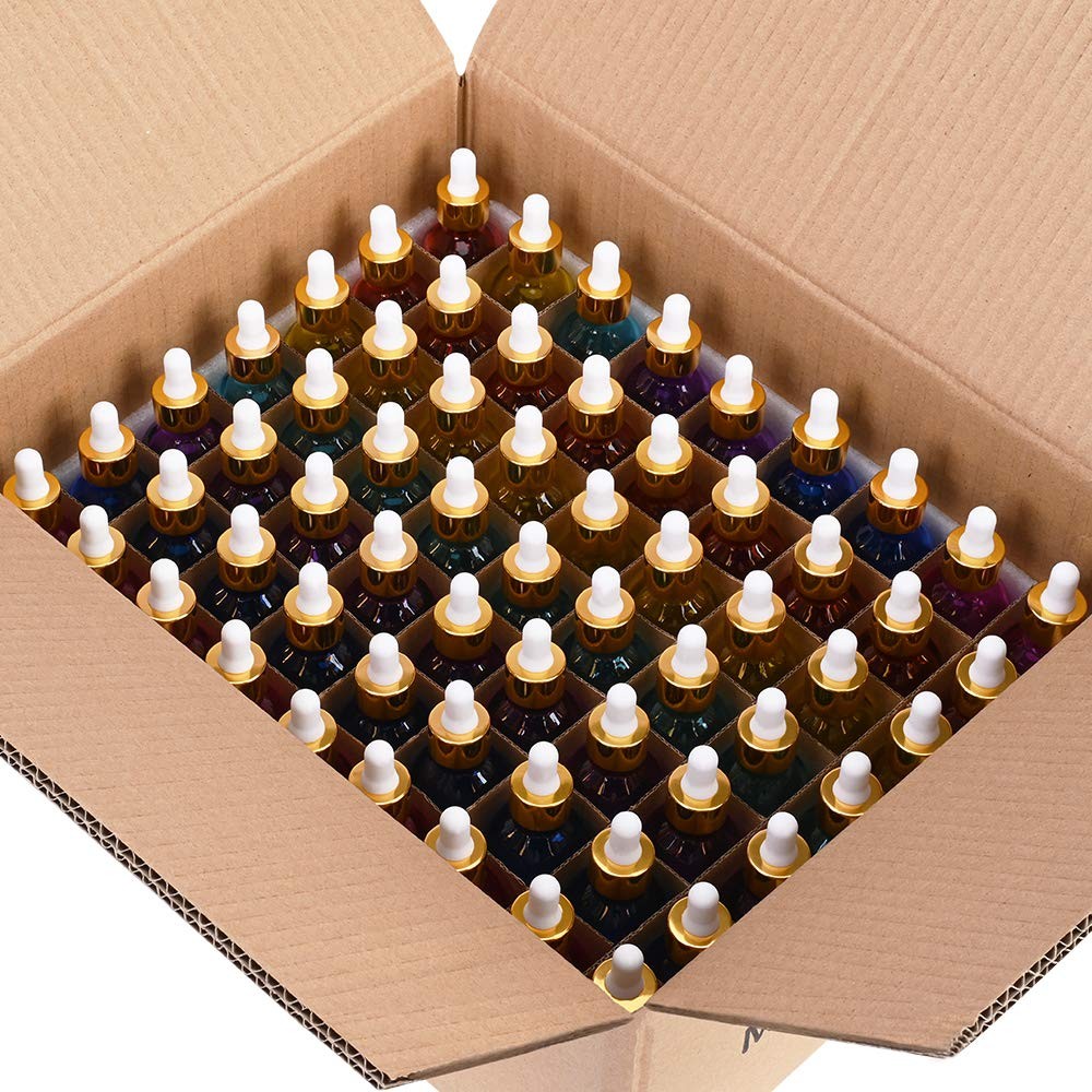 PrettyCare 63x 2oz (60ml) Rainbow Glass Eye Dropper Bottles – Thick Empty Leakpr