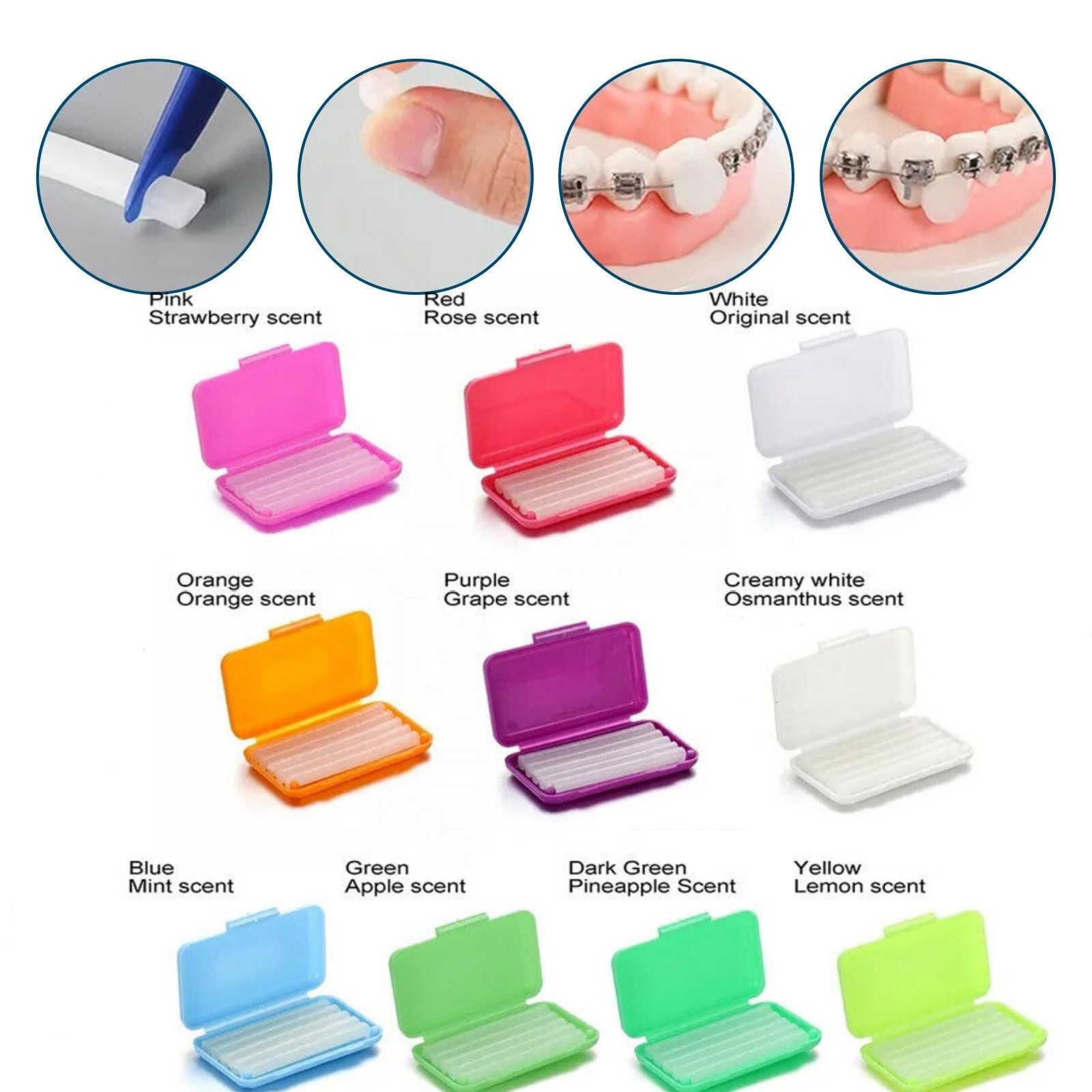 100 Packs Dental Orthodontics Ortho Wax Braces Gum Irritation 10 Fruit Scents