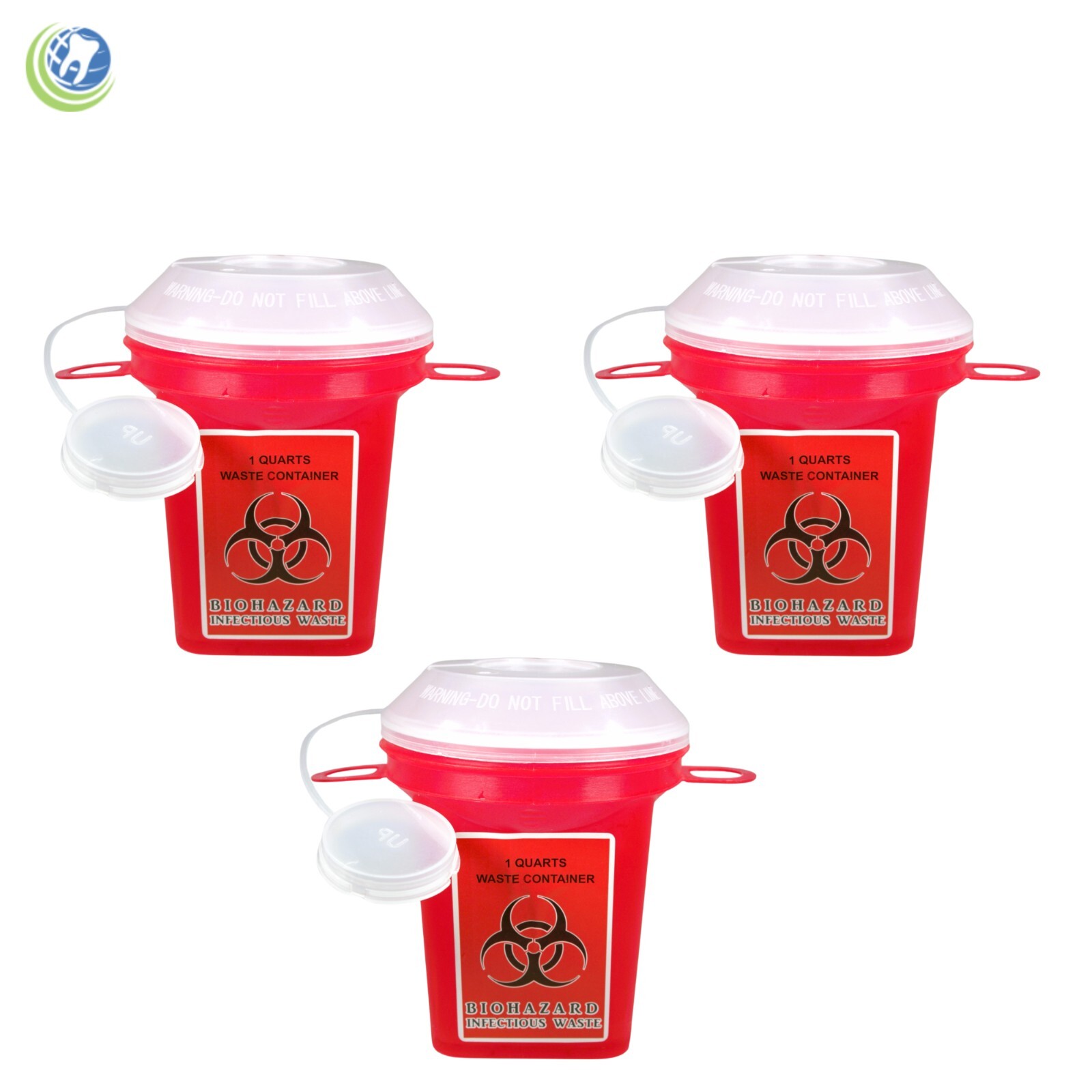3 X DENTAL MEDICAL TATTOO BIO-HAZARD SHARPS WASTE CONTAINER NEEDLES DISPOSAL 1QT