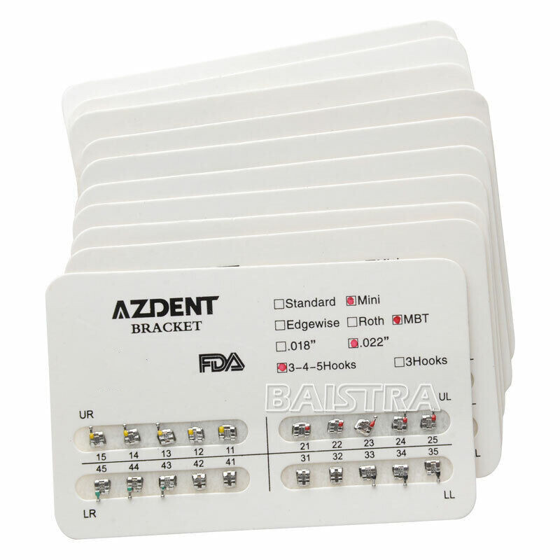 AZDENT Dental Orthodontic Bracket Braces Mini MBT 022 3-4-5 Hooks 20Pcs/Pack