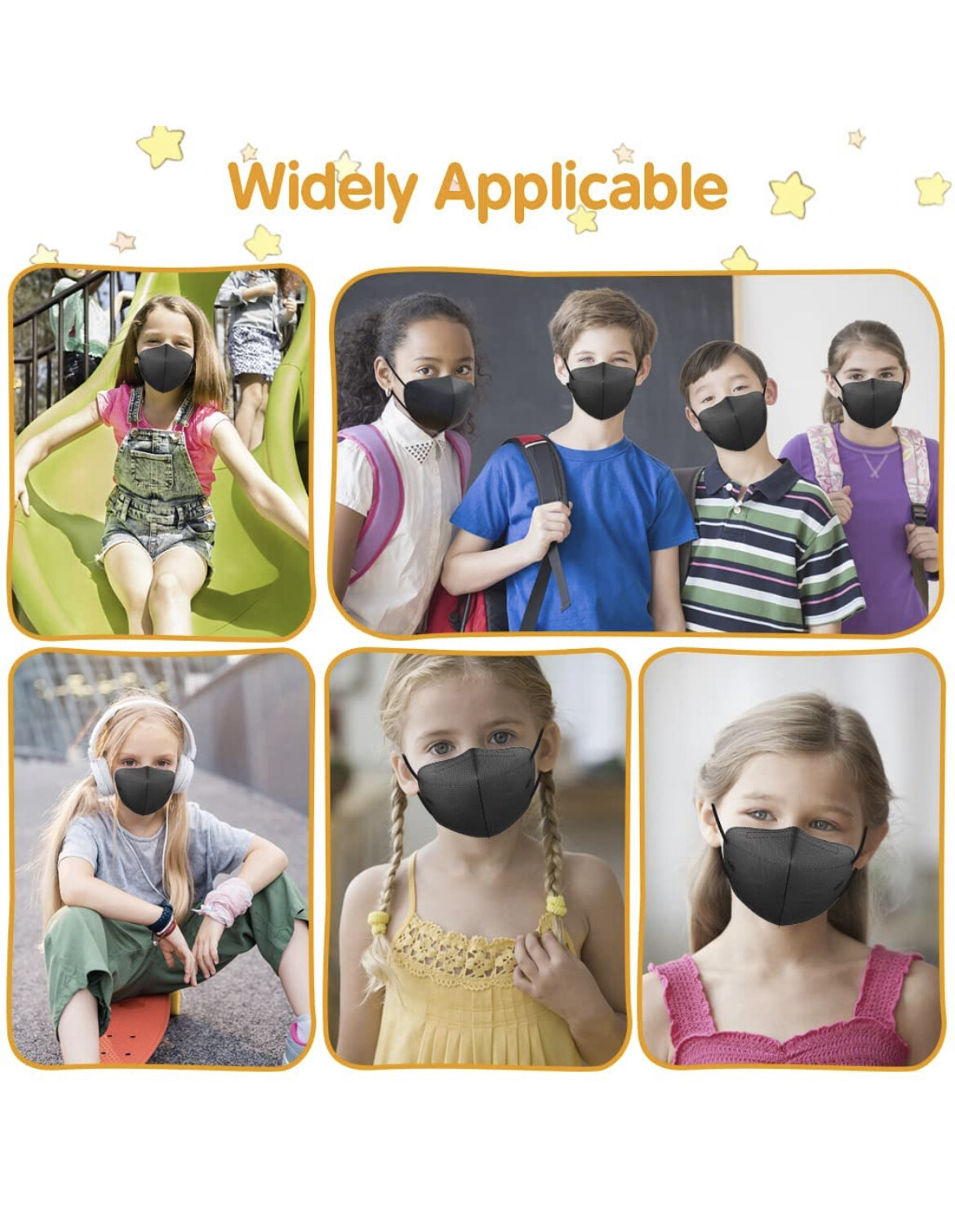40/10 Pcs Black KN95 Protective 5 Layer Face Mask BFE 95% Disposable Kids Masks