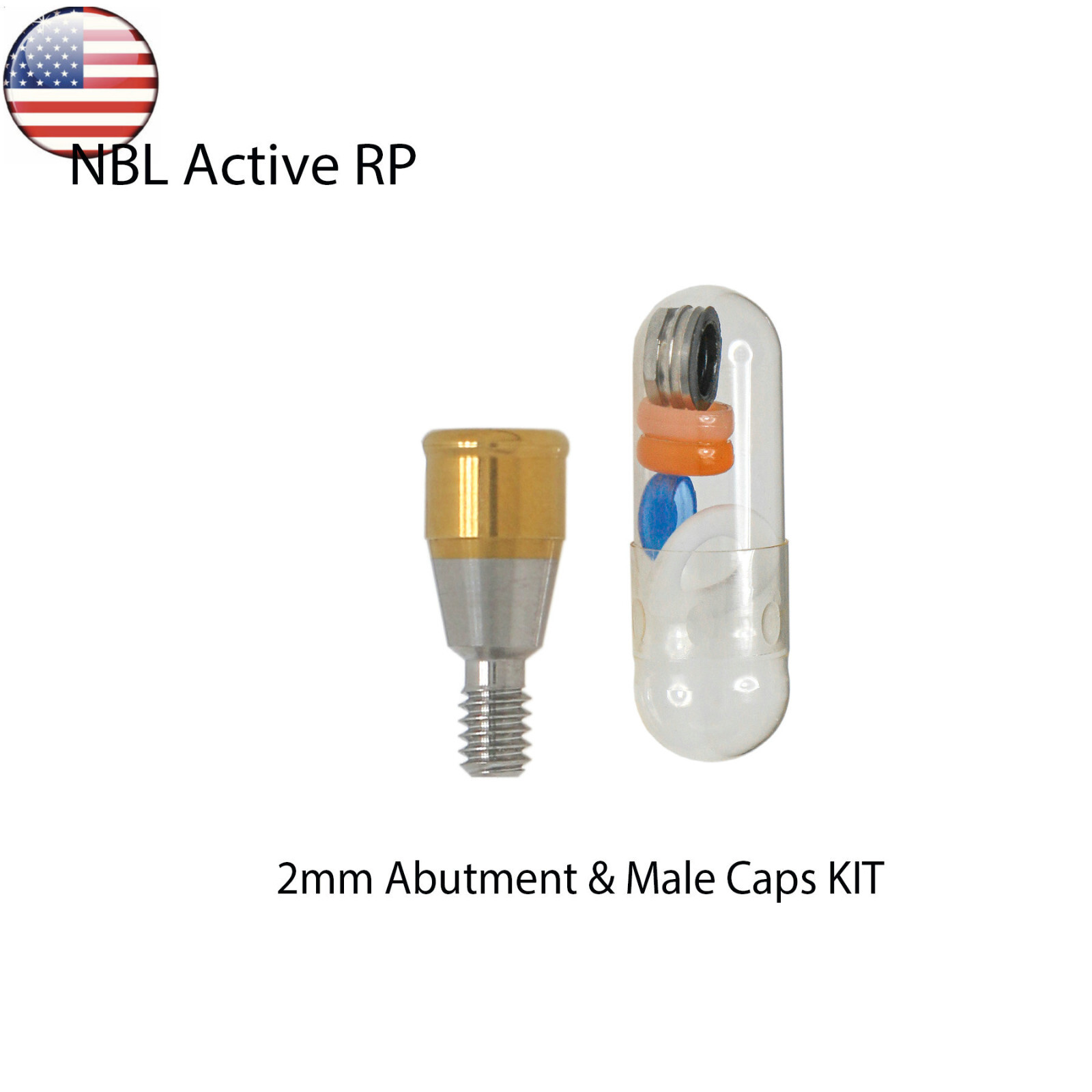 US Dental Attachment Locator Abutment for Nobel Biocare NP/RP 1-5mm Caps Kit