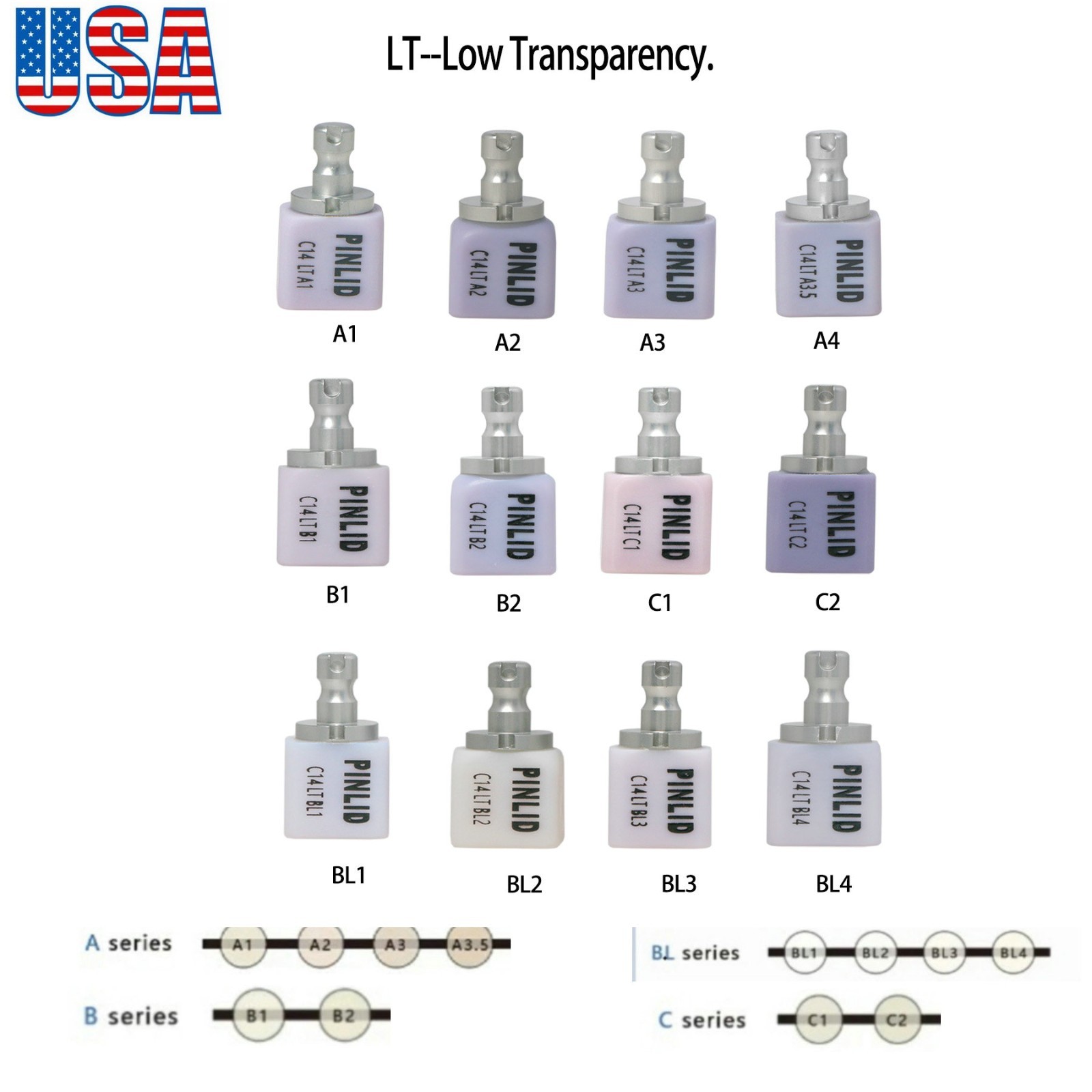 C14 Dental Emax Ceramic Blocks Lithium Disilicate Block CAD/CAM CEREC-5Pcs/BOX