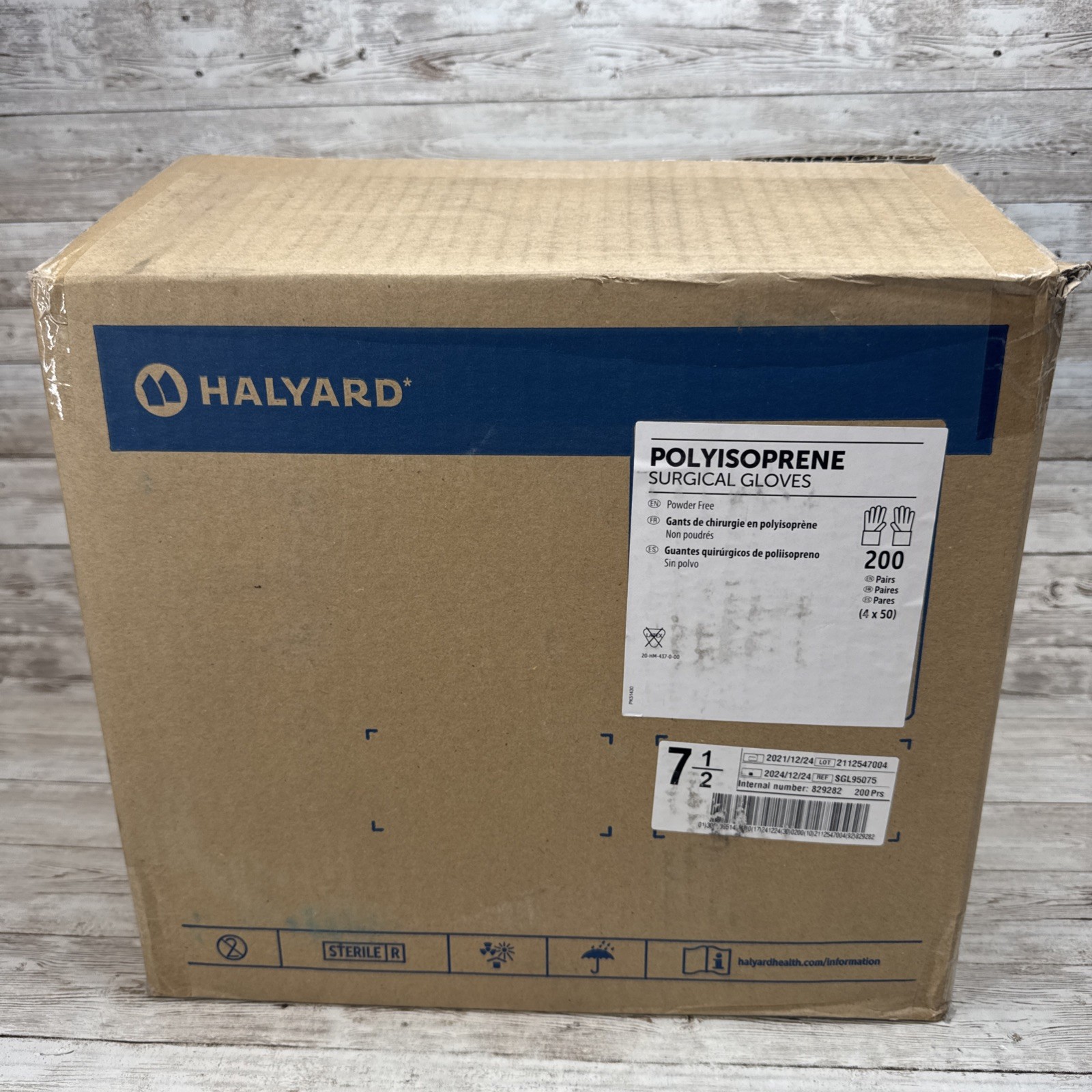 HALYARD Polyisoprene Surgical Gloves Size: 7.5 *1 Case 200 Pair* *See Date*12-24
