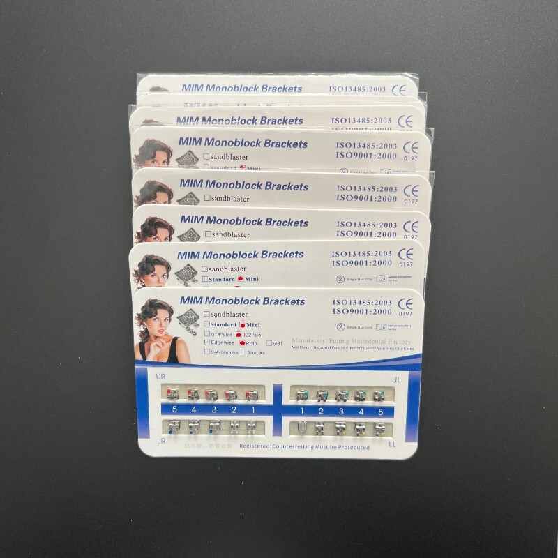Dental Orthodontic Metal Bracket MIM Monoblock Mini Roth 022 no Hooks Mesh Base