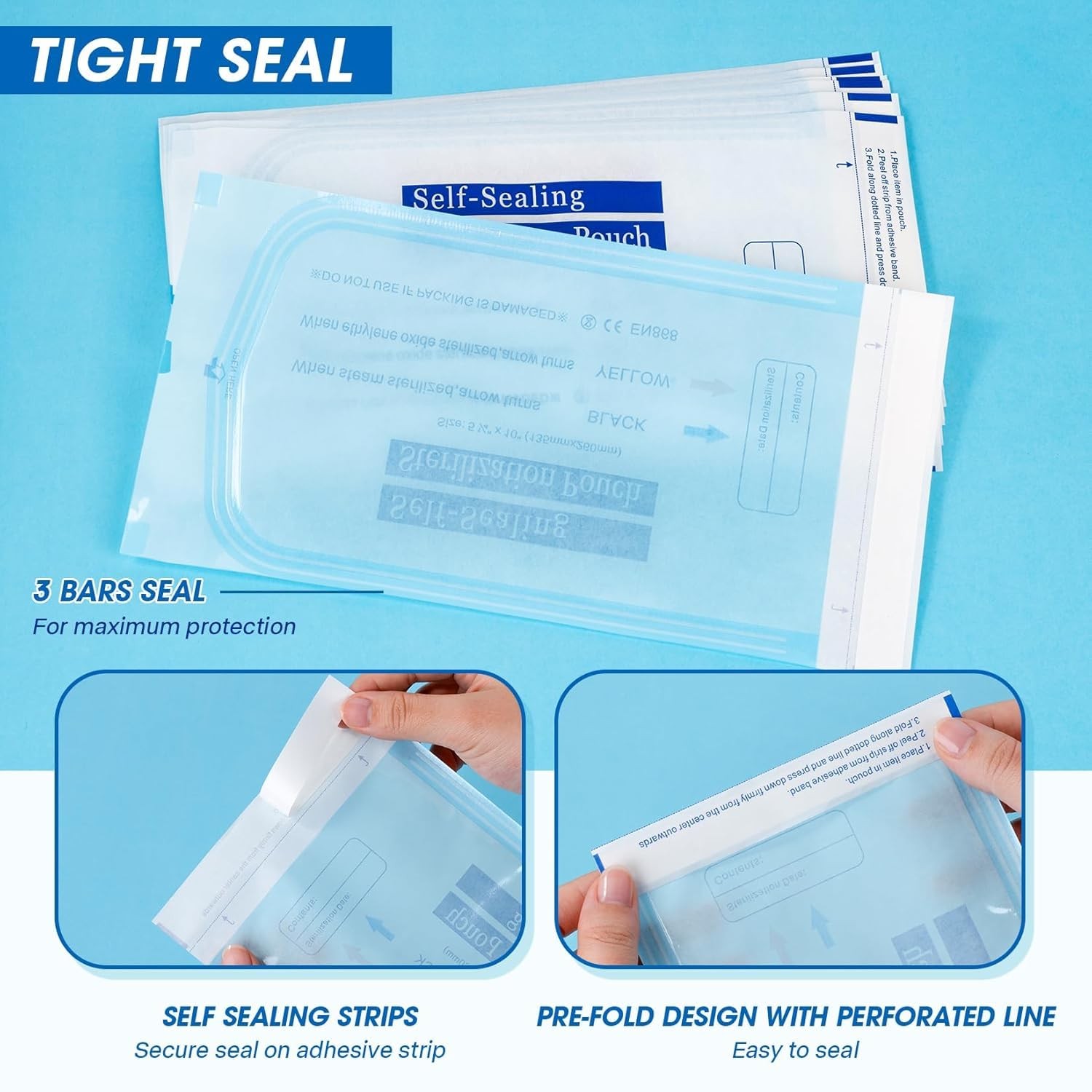 Self Sterilization Pouches Autoclave, Medical Sterilizer Bags Dental Tattoo Nail