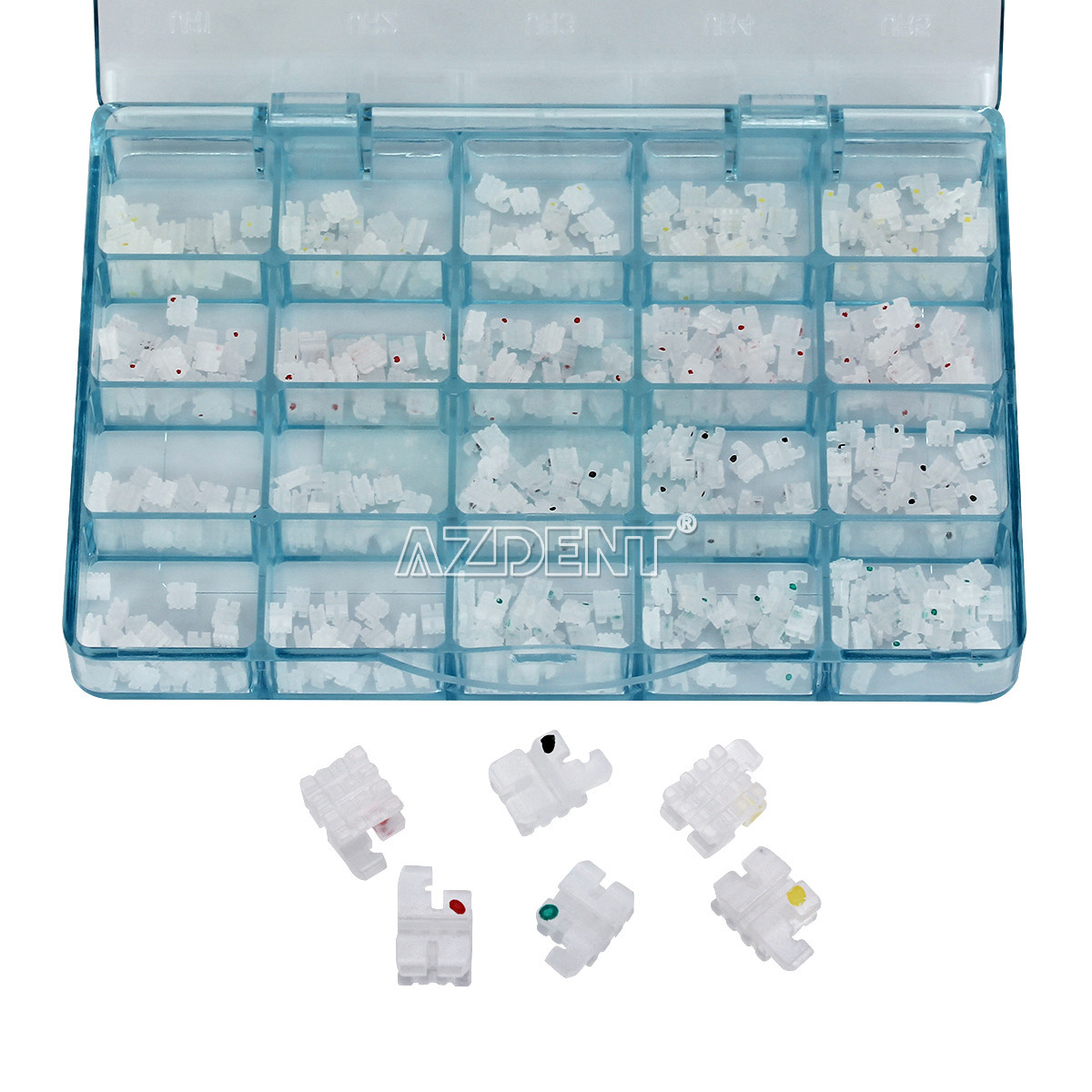 AZDENT Dental Ortho Ceramic Brackets Braces Roth MBT 0.022 Hooks 3 4 5