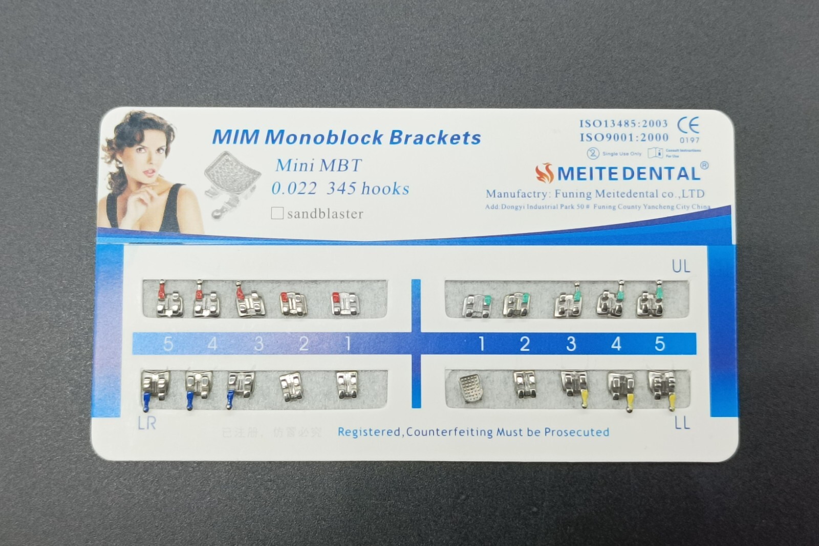 10Set Dental Orthodontic MIM Monoblock Brackets Mini Roth/MBT 022 Slot 345 hooks
