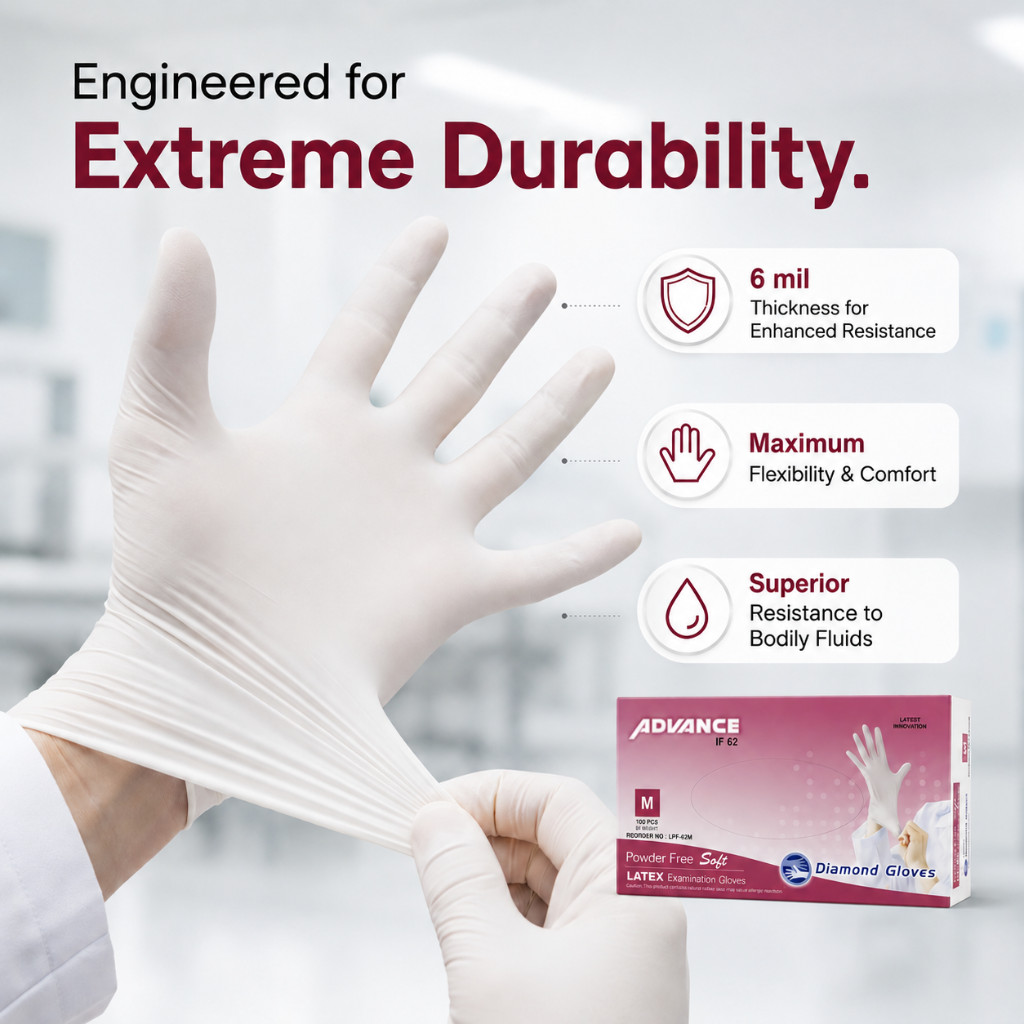 1000 Pcs Latex Exam Gloves White 6 Mil Powder FREE Dental All Size S, M, L, XL