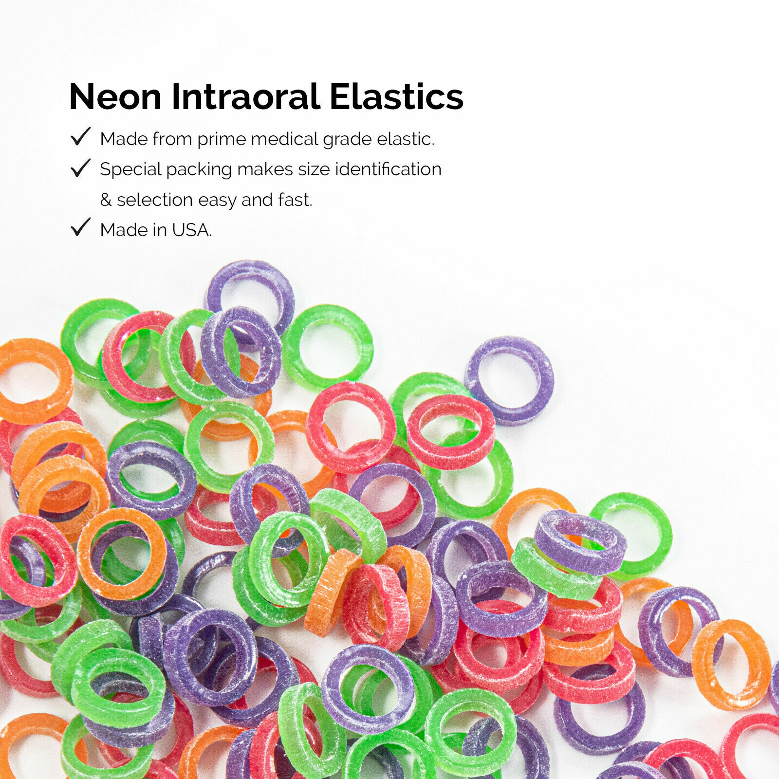 Dental Orthodontic Intra oral Elastic Neon Rubber Bands Elastics Brace Non-latex