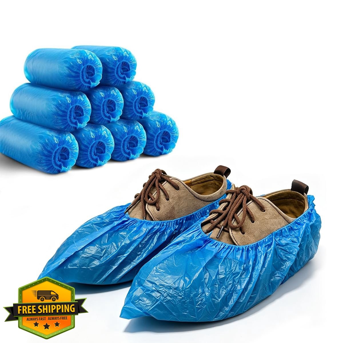 QIANSOU Disposable Shoe Covers 100 Pack Waterproof Durable Indoor