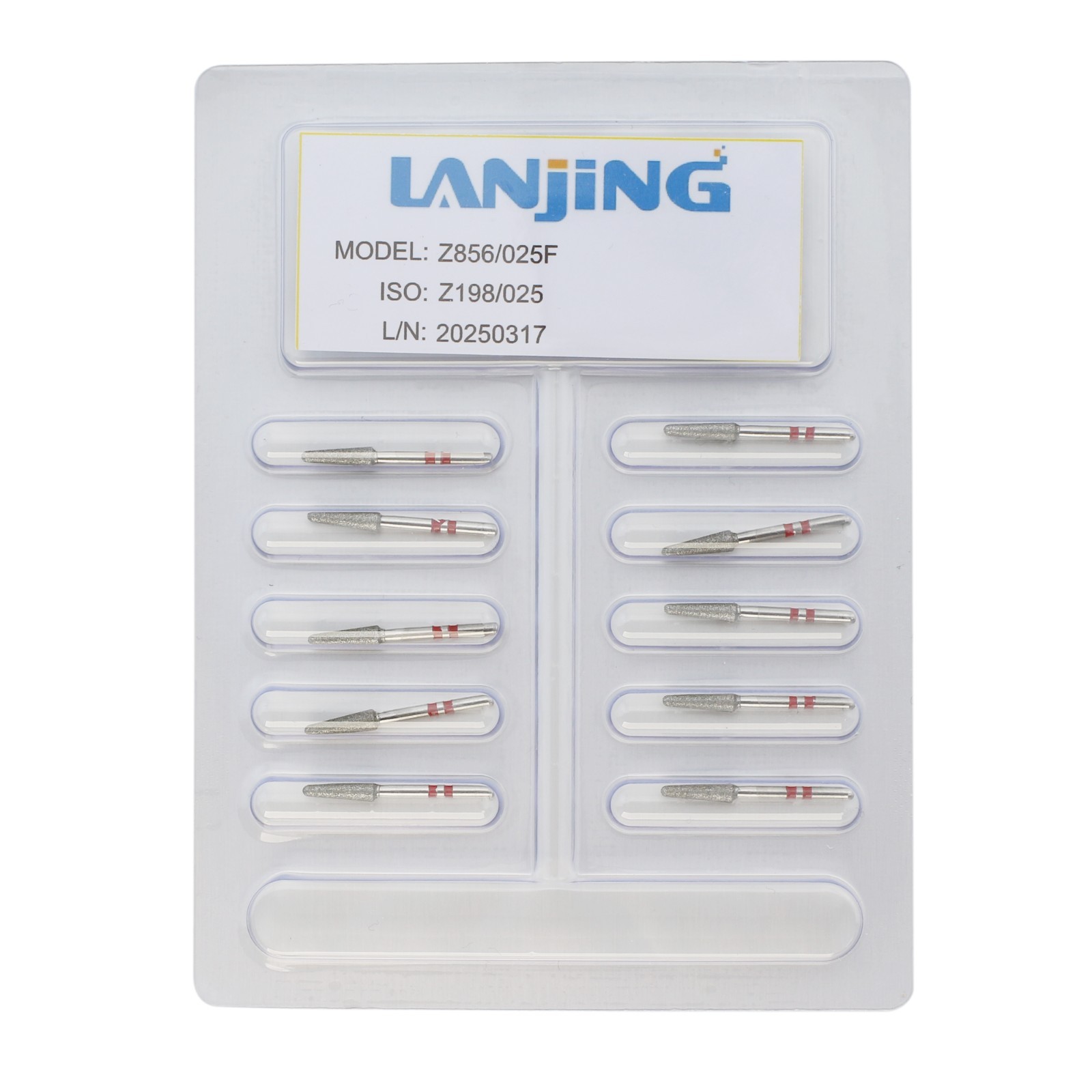 Dental Zirconia Diamond Burs FG Round End Taper Fine Red High Speed Z856/025F