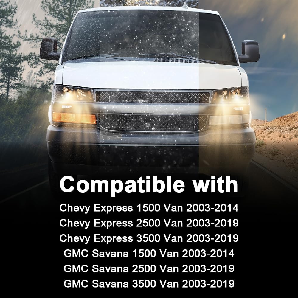 Smoky Chrome Amber Headlights w/Bulbs Chevy Express GMC Savana 1500-3500 03-19