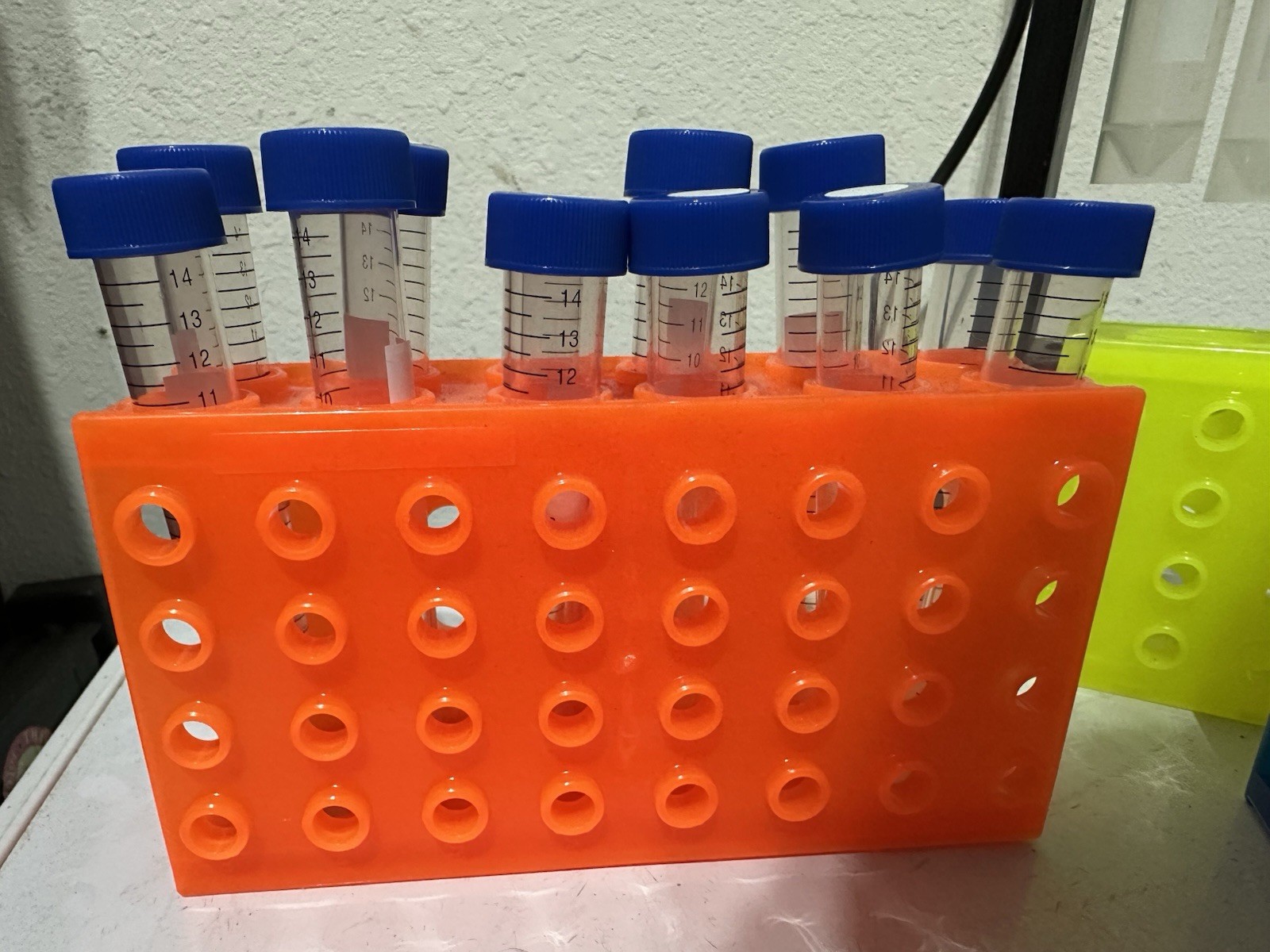 Laboratory Test Tube Rack Set Lot – 2 Tier Rack + 2 Plastic Racks + Tubes