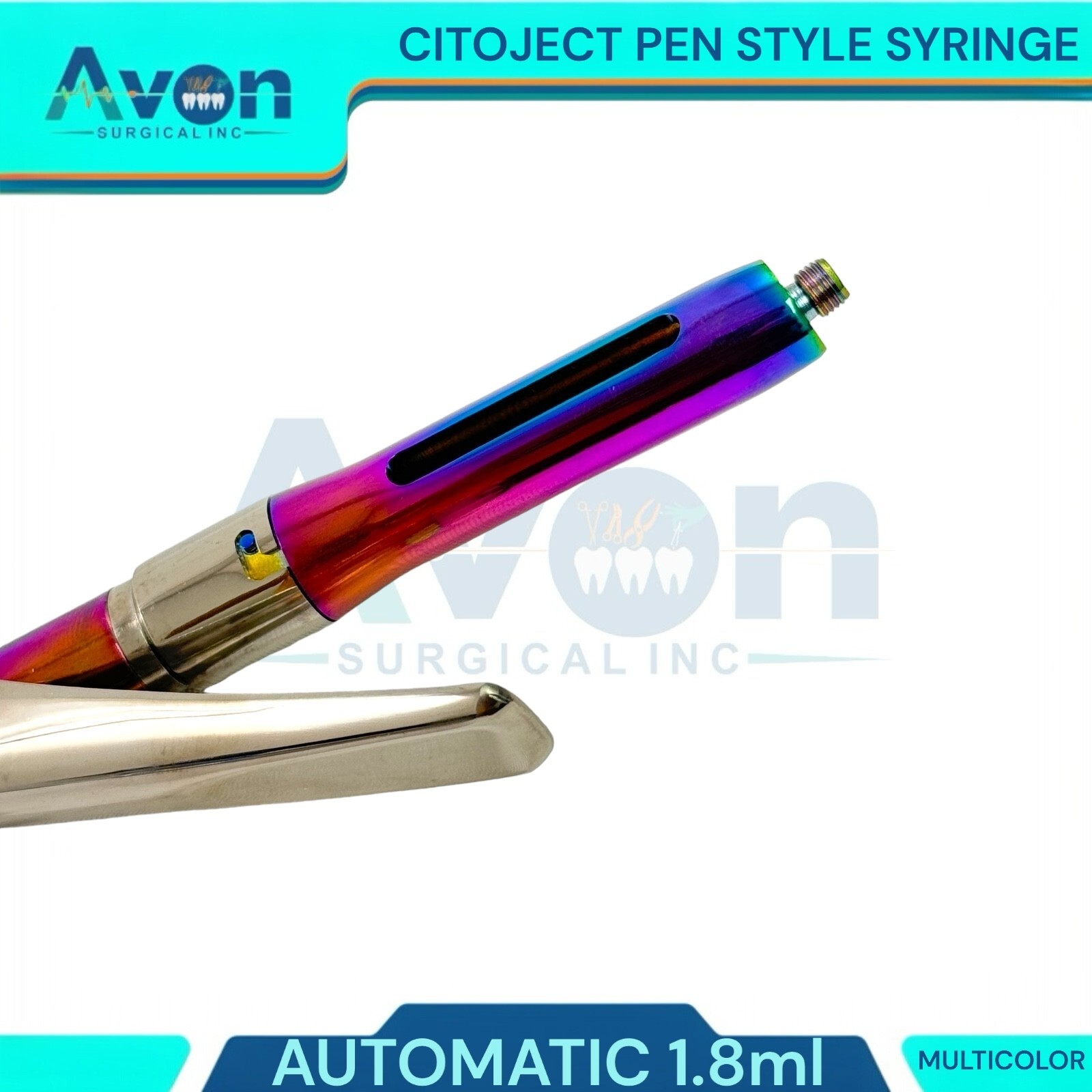 3PK Dental Anthestetic Pen Syringe 1.8mL, Multicolor+Brown+Blue, Stainless