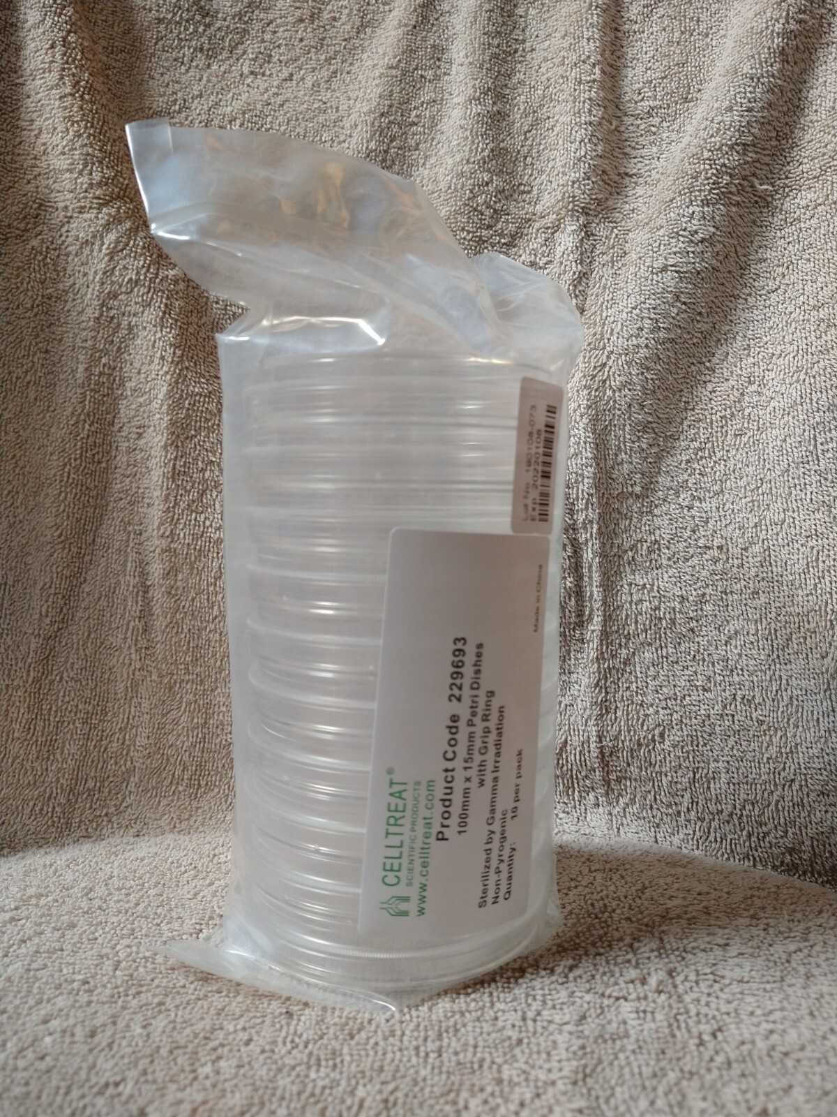 10 pack CellTreat 229693 Petri Dishes 100mm x 15mm NEW Mad Lab Halloween Prop FX