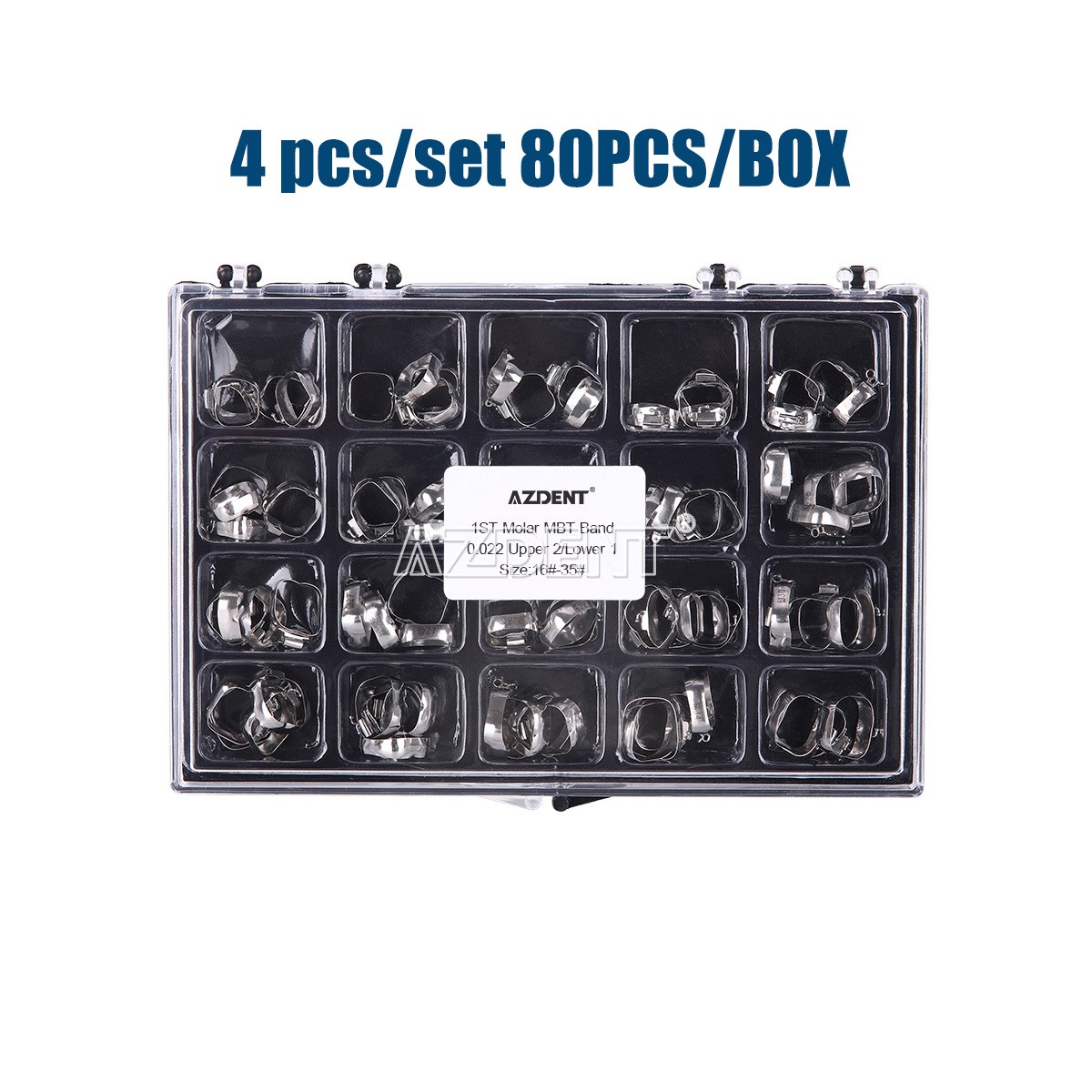 80Pcs AZDENT Dental Orthodontic Bands Buccal Tube 1st Molar MBT.022 U2L1 16#-35#