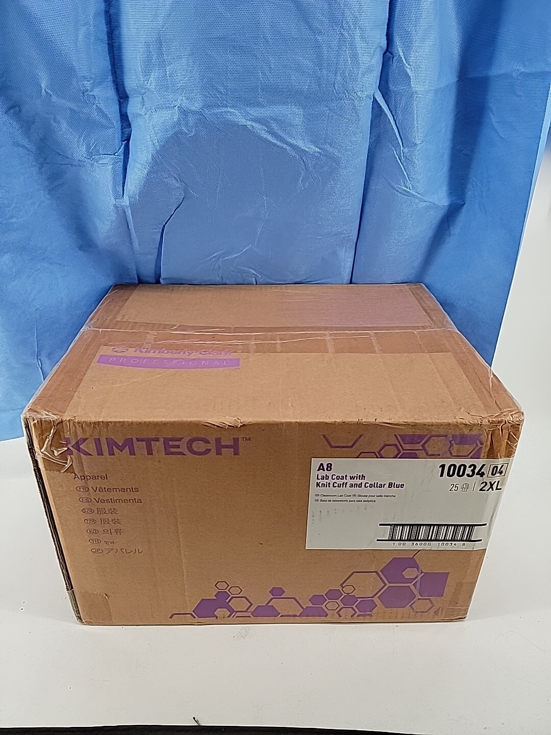 Kimtech Lab Coats A8 Certified Knit Cuffs 10034 Case of 25 Blue 2XL