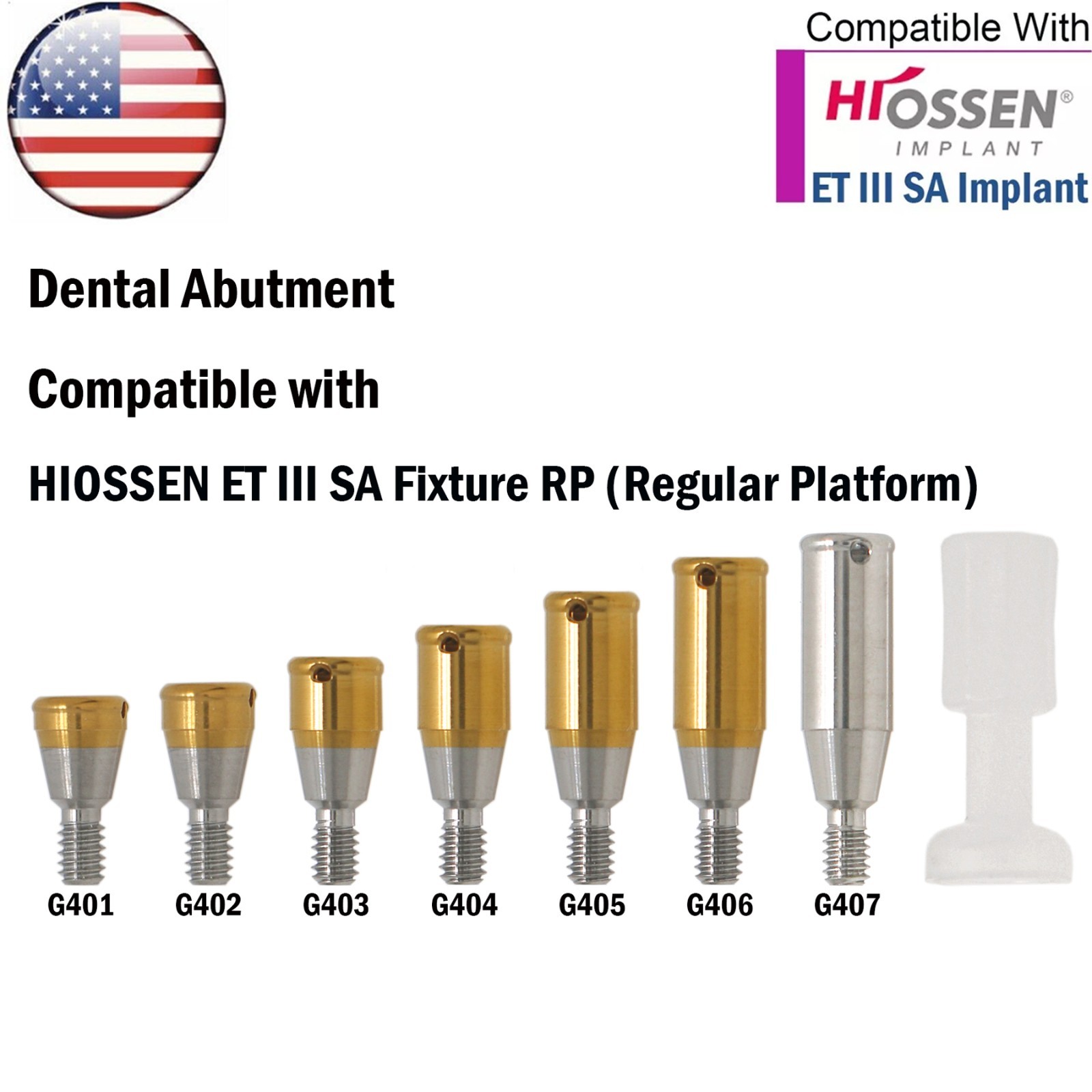 US Dental Overdenture Locator Abutment Regular & Male Caps For Hiossen Osstem ET
