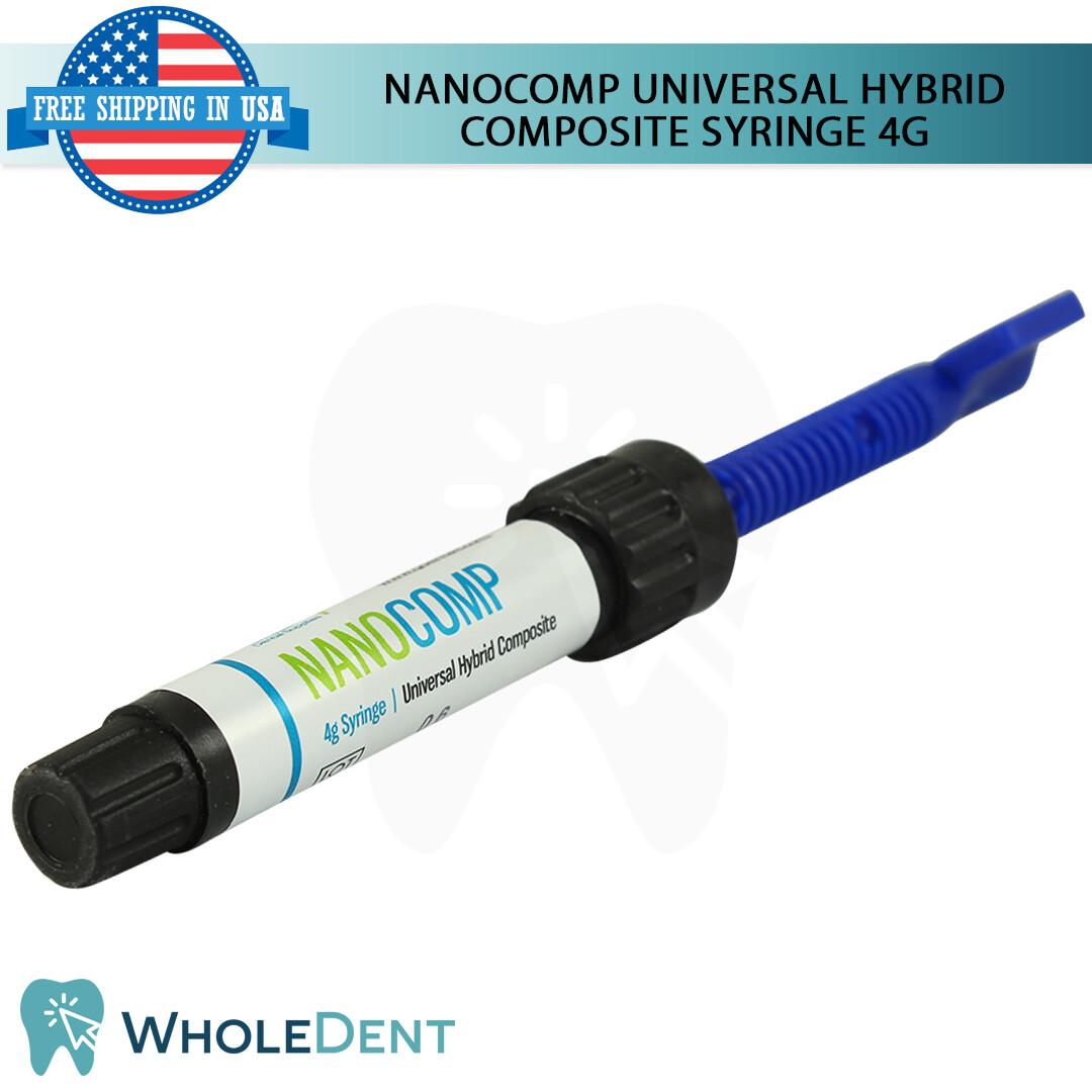 NanoComp Universal Hybrid Composite Dental Filling Syringe Restoration 4g Shades