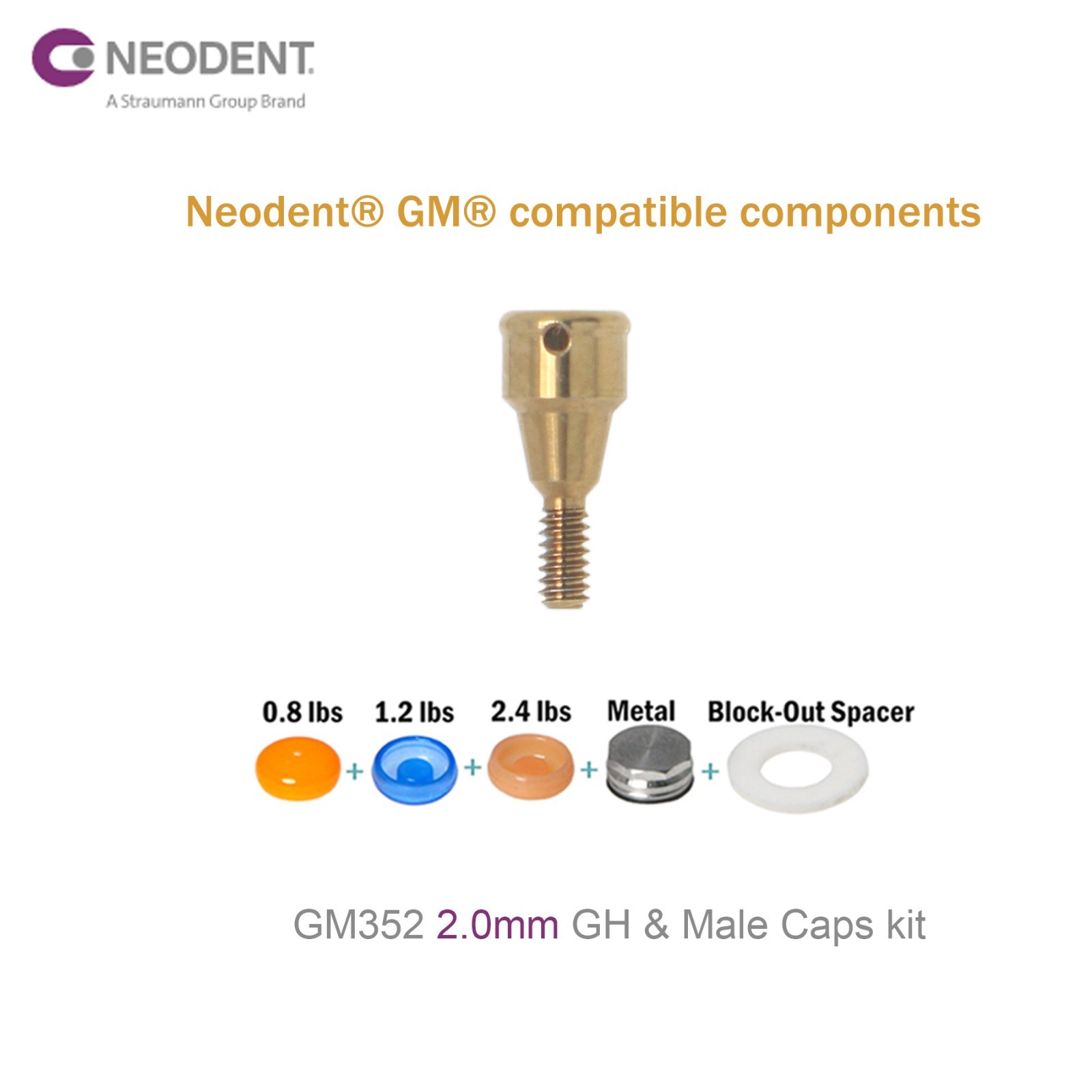 For Neodent Grand Morse GM LOCATOR Abutment PEEK w/Male Caps Inserts Overdenture