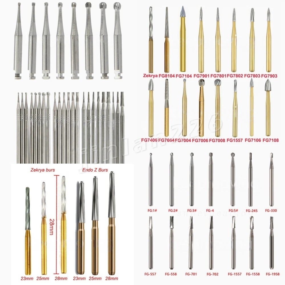 Dental Tungsten Carbide FG RA Round Burs High Speed Handpiece Steel Endo Drills