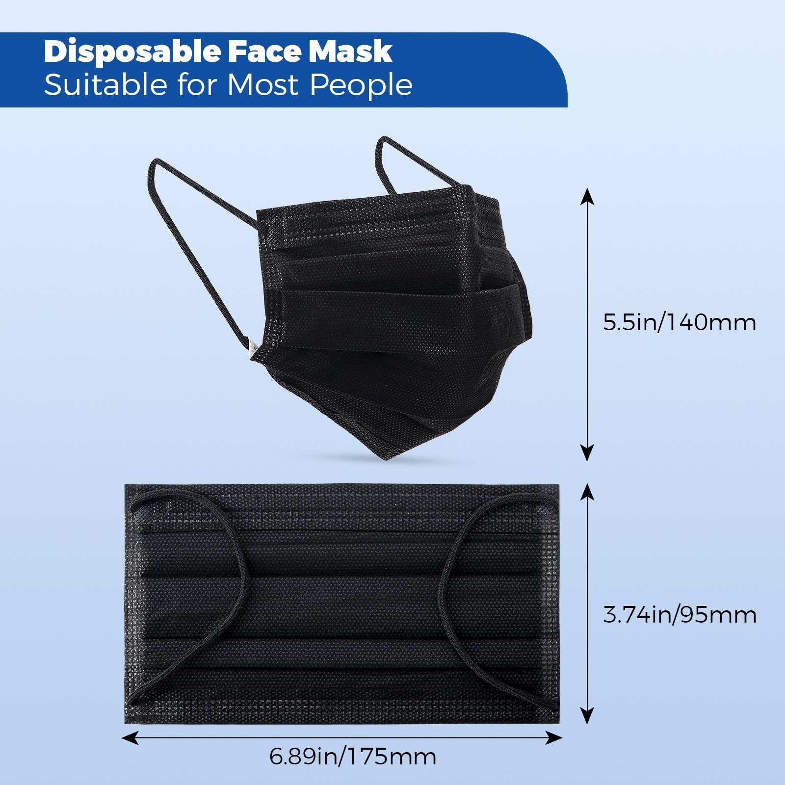 JMU Disposable Medical Face Masks, 4-Ply ASTM Level 3 Ear-Loop Face Masks 50pcs