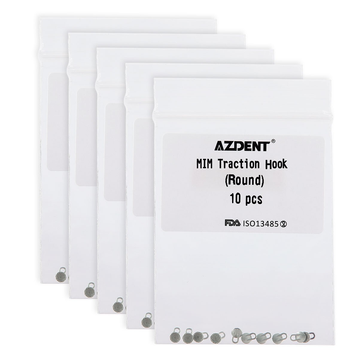 10pcs AZDENT Orthodontic Lingual Buttons Round Base Bondable MIM Traction Hooks